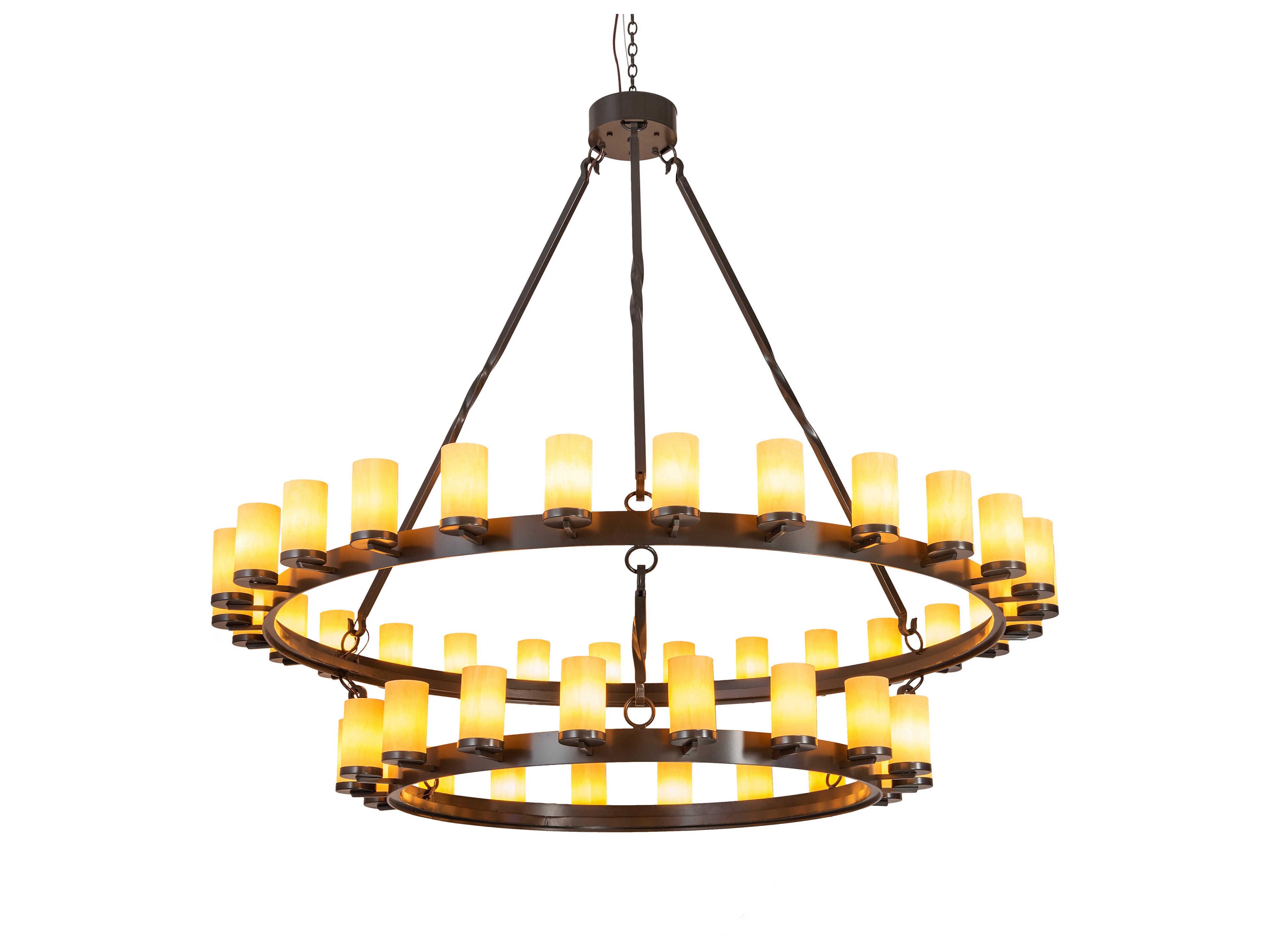 Noziroh Ring 46-Light Bronze Cylinder Tiered Chandelier