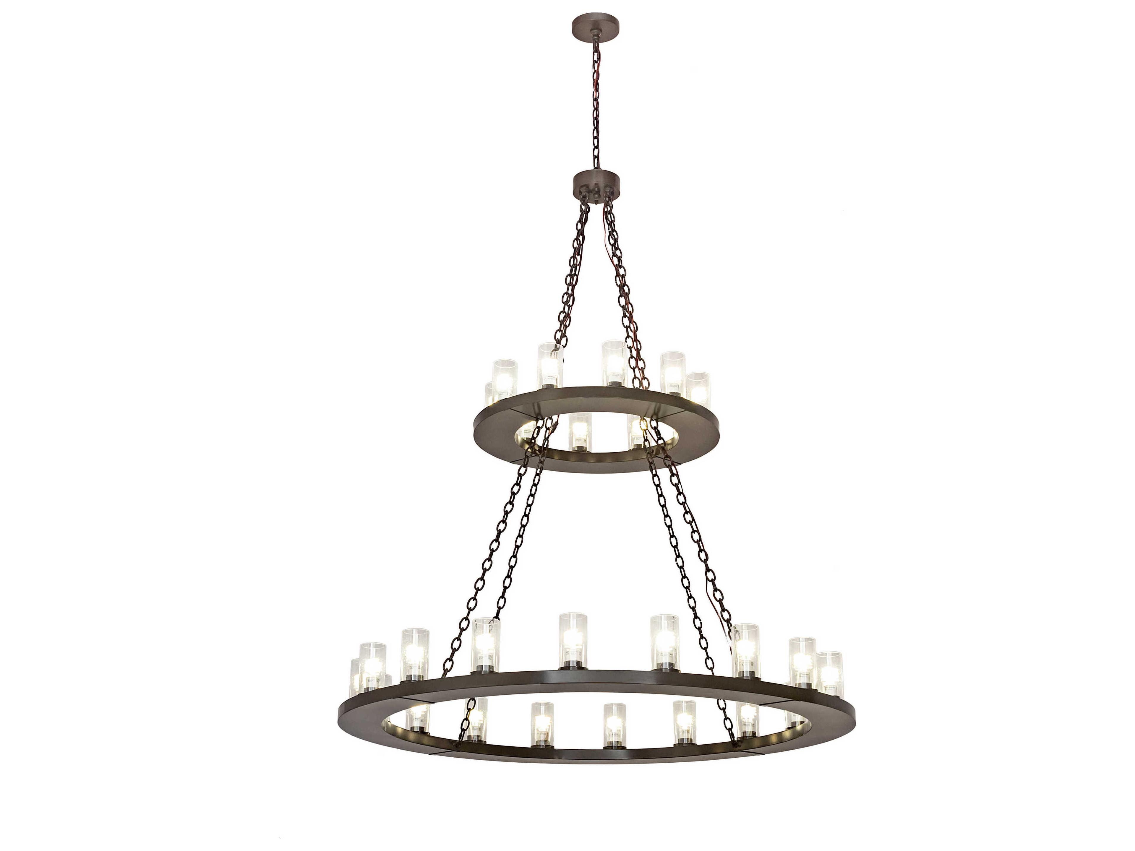 Loxley 28-Light Bronze Glass Cylinder Tiered Chandelier