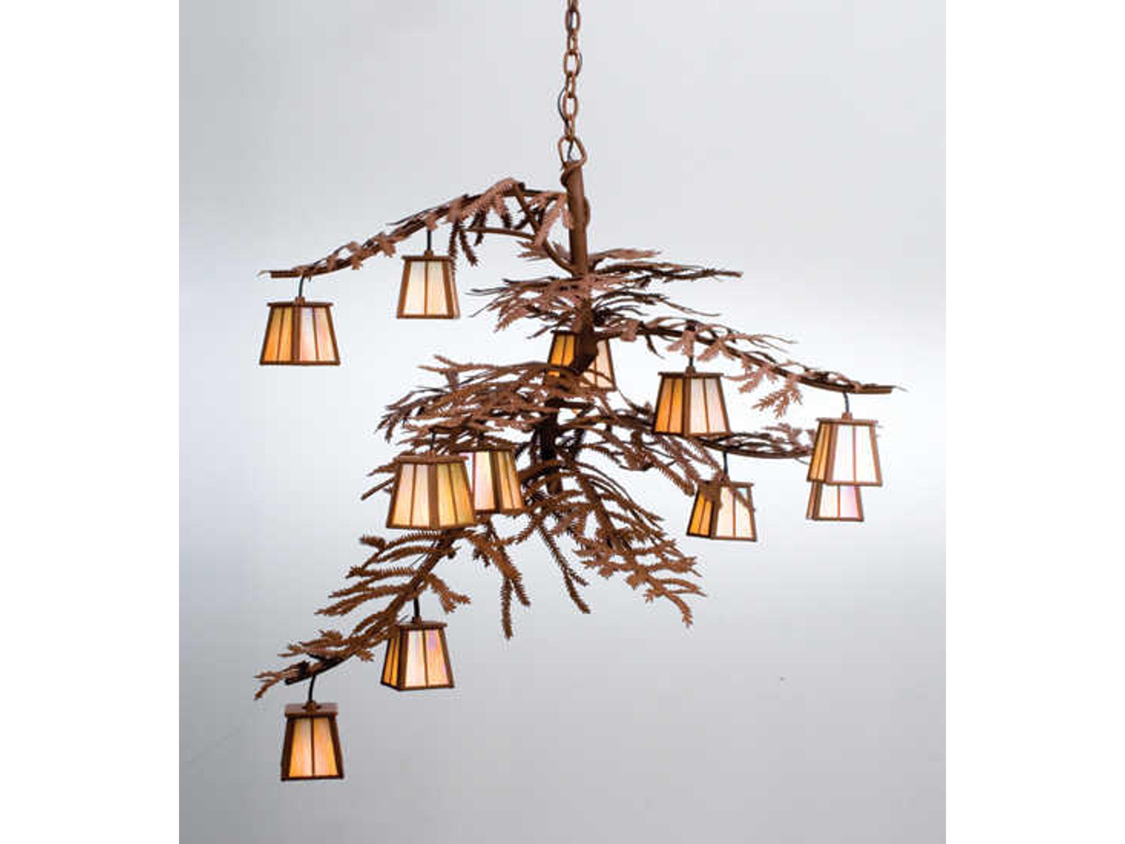 Pine Branch 12-Light Brown Glass Chandelier