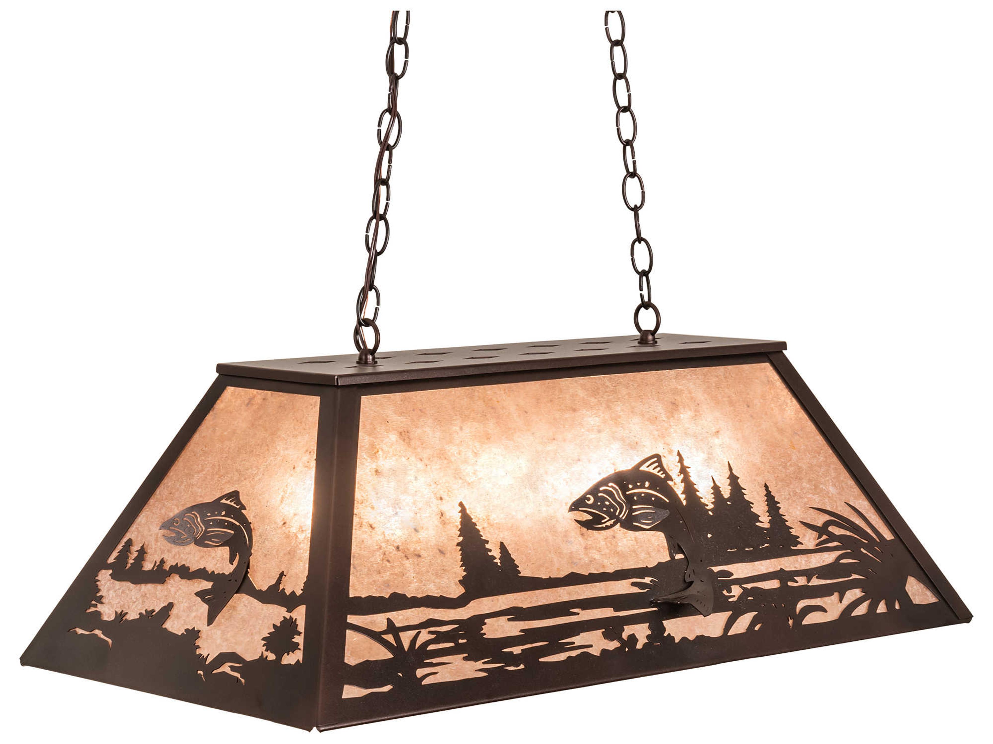 Leaping Trout 6-Light Mahogany Bronze Island Pendant