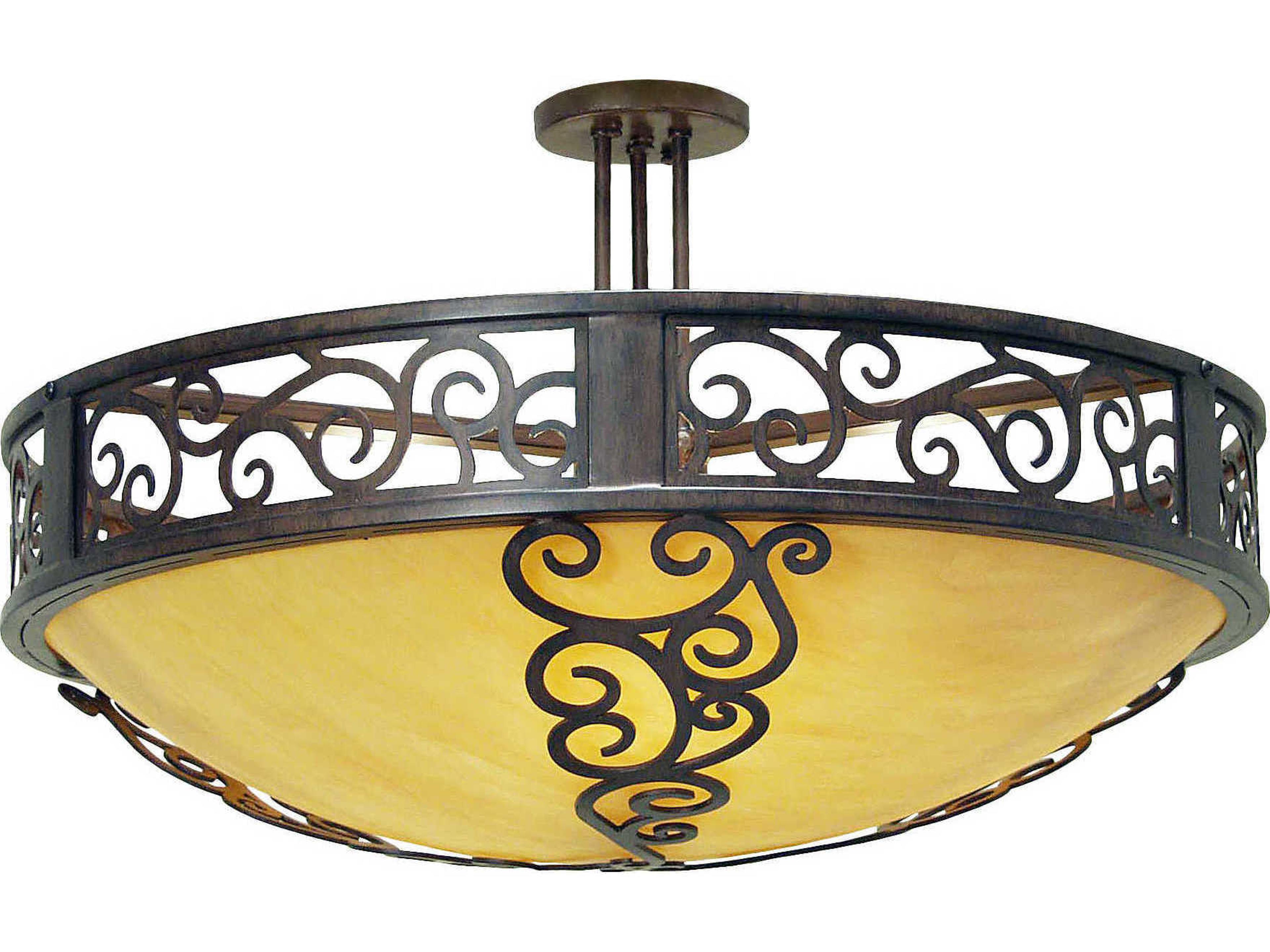 Lilliana 3-Light Gilded Tobacco Brown Bowl Semi Flush Mount