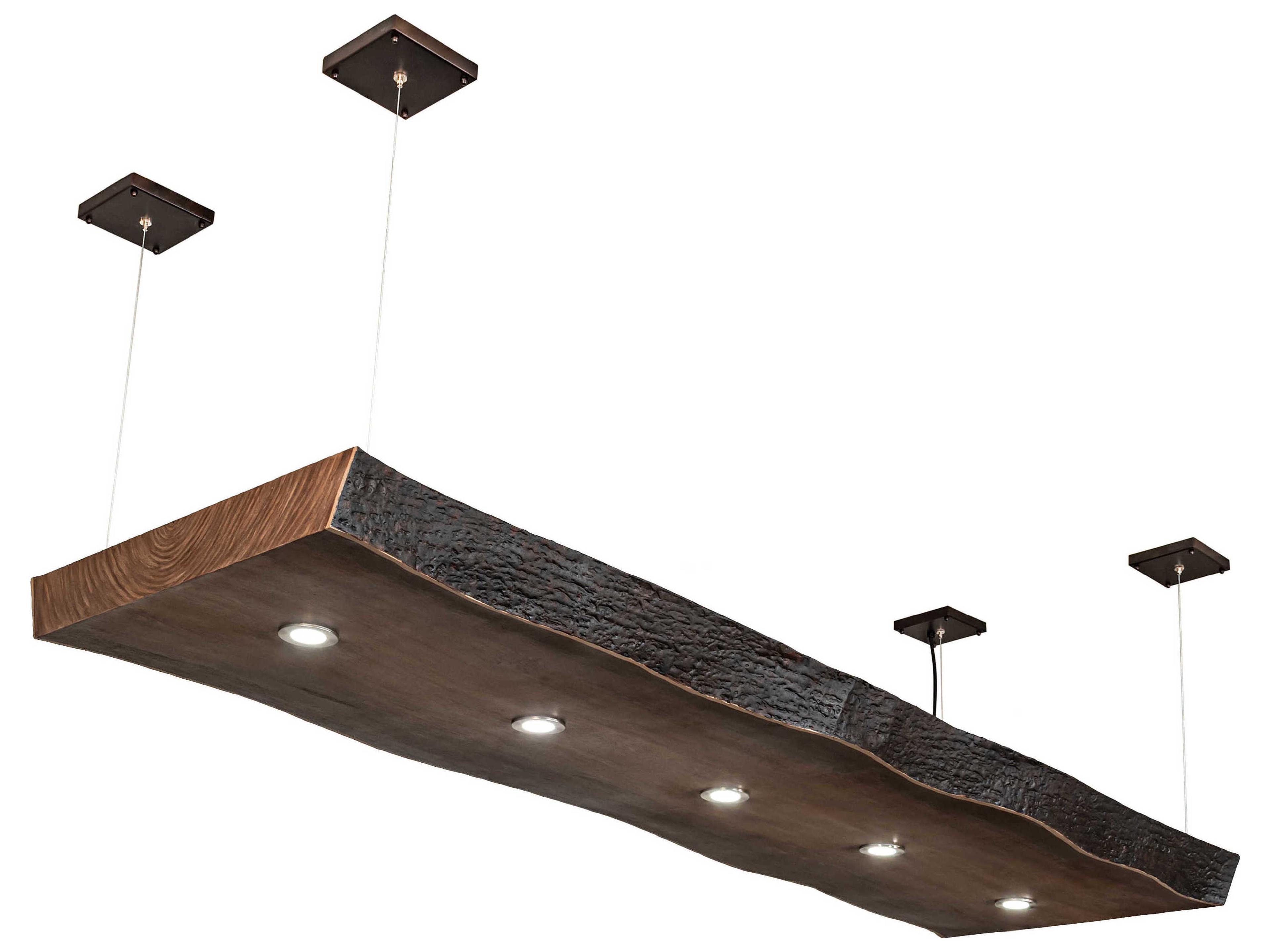 Meyda Live Edge Walnut 5-Light Natural Wood Brown LED Geometric Island Pendant