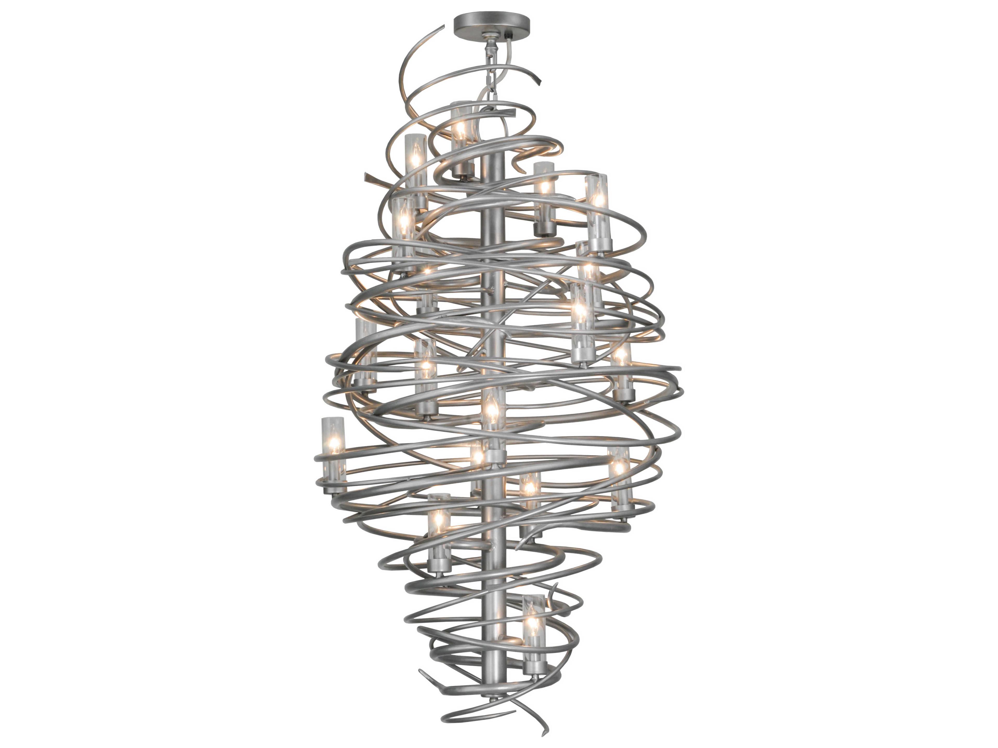 Cyclone 18-Light-Light Silver Cylinder Tiered Chandelier