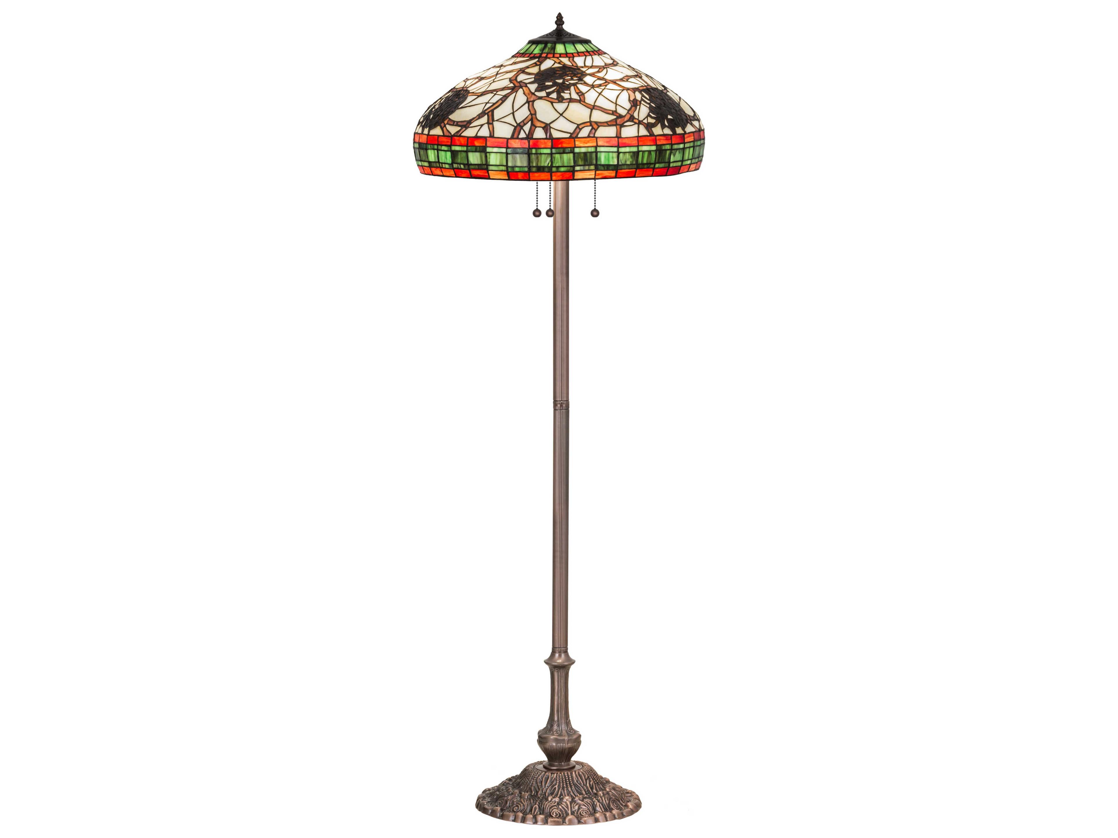Burgundy Pinecone Bronze Tiffany Floor Lamp