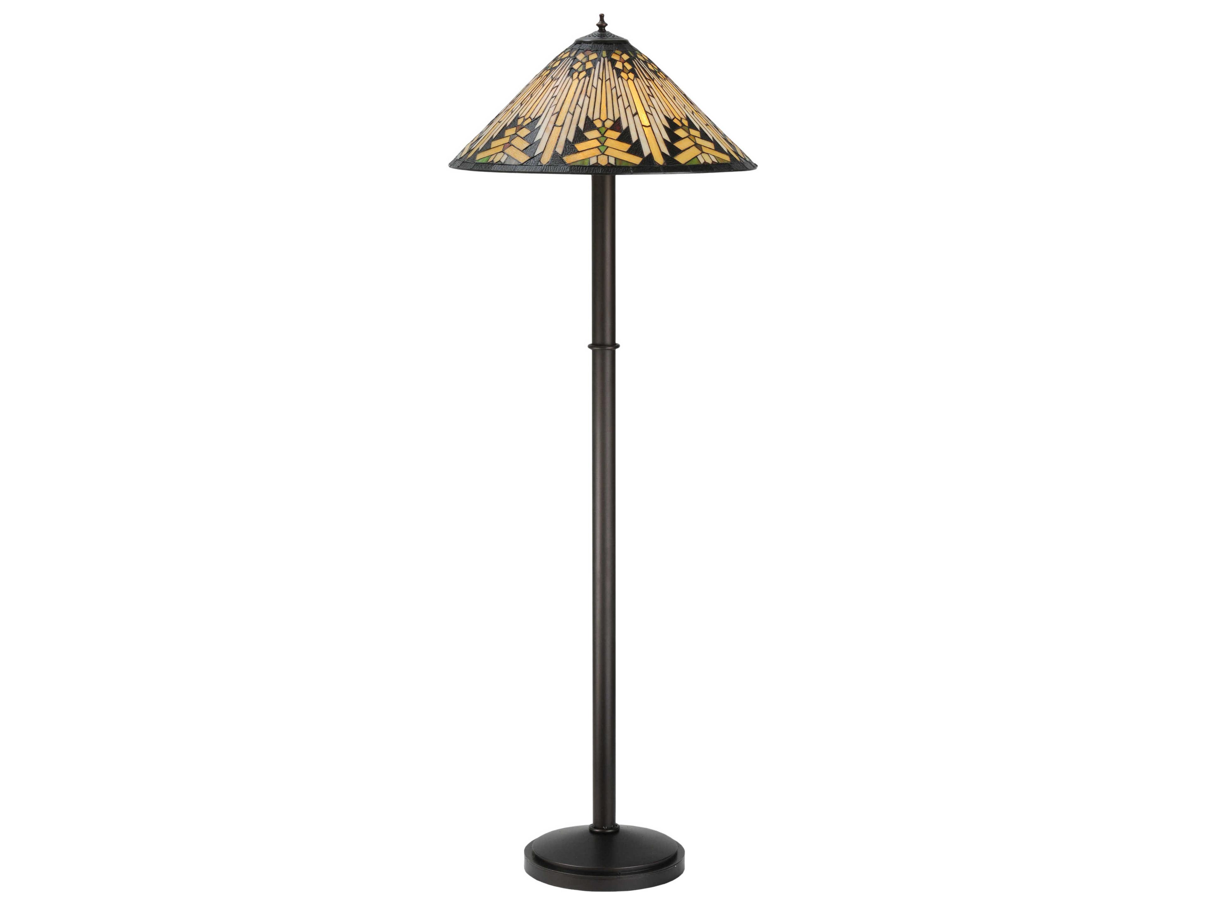 Nuevo Mission Bronze Glass Tiffany Floor Lamp
