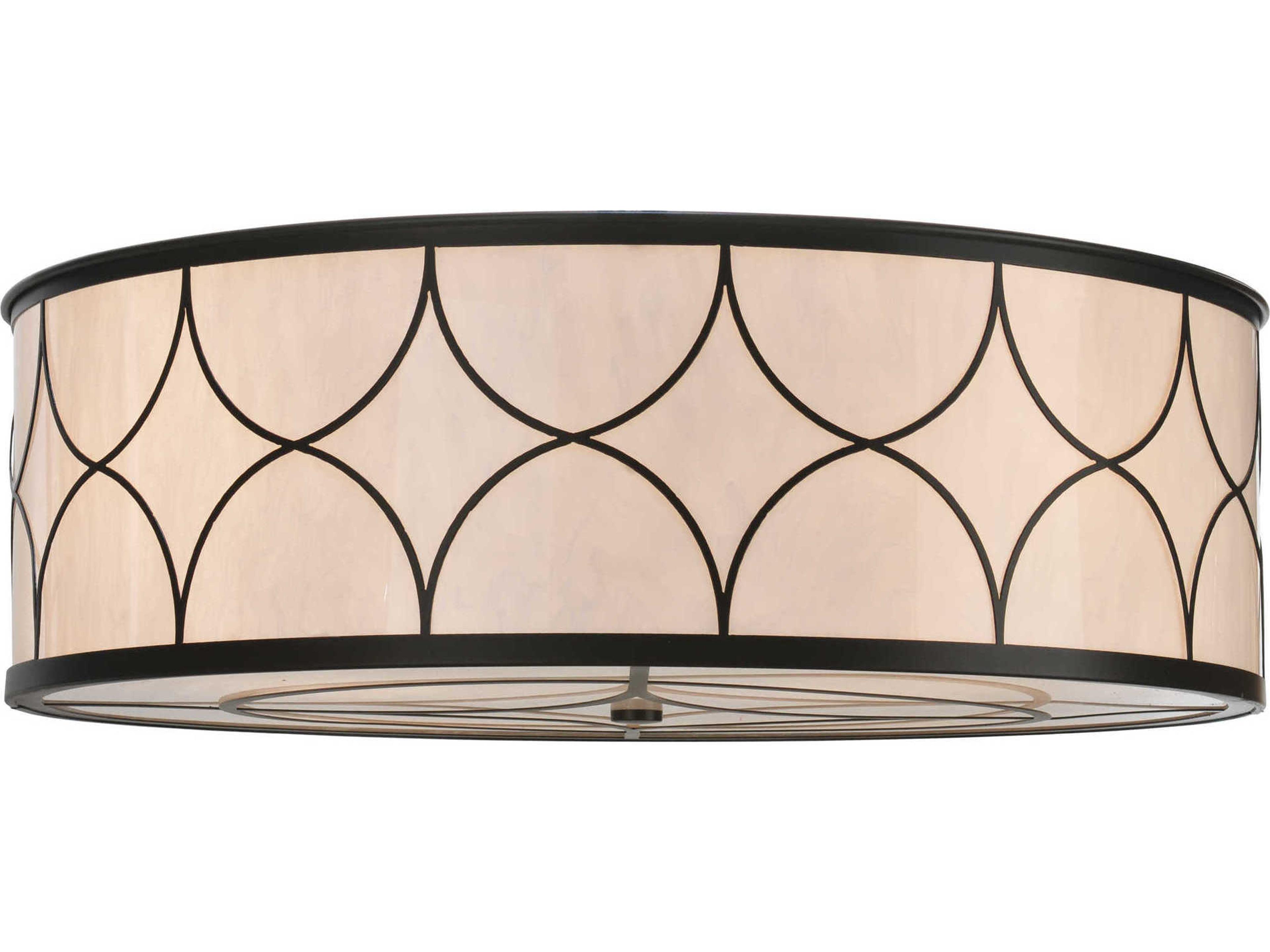 Lodge 4-Light Brown Drum Flush Mount