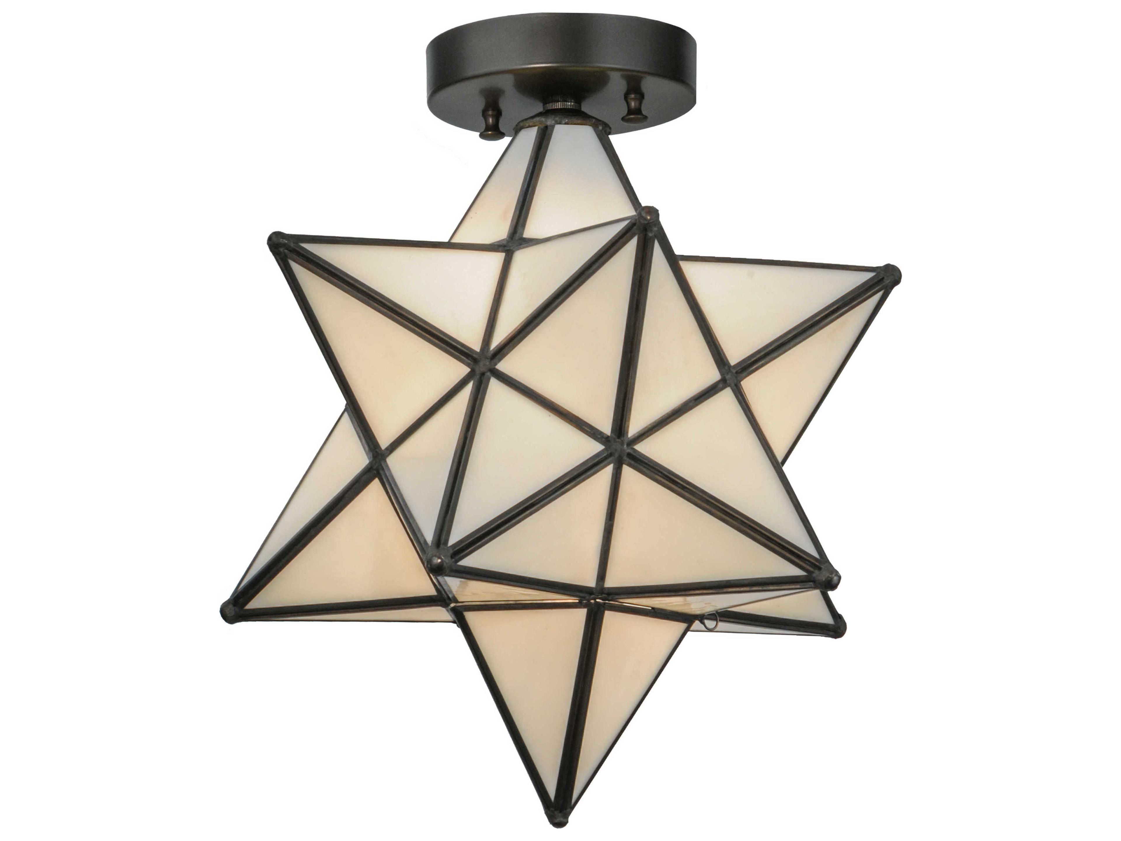 Moravian Star 1-Light Bronze Glass Flush Mount