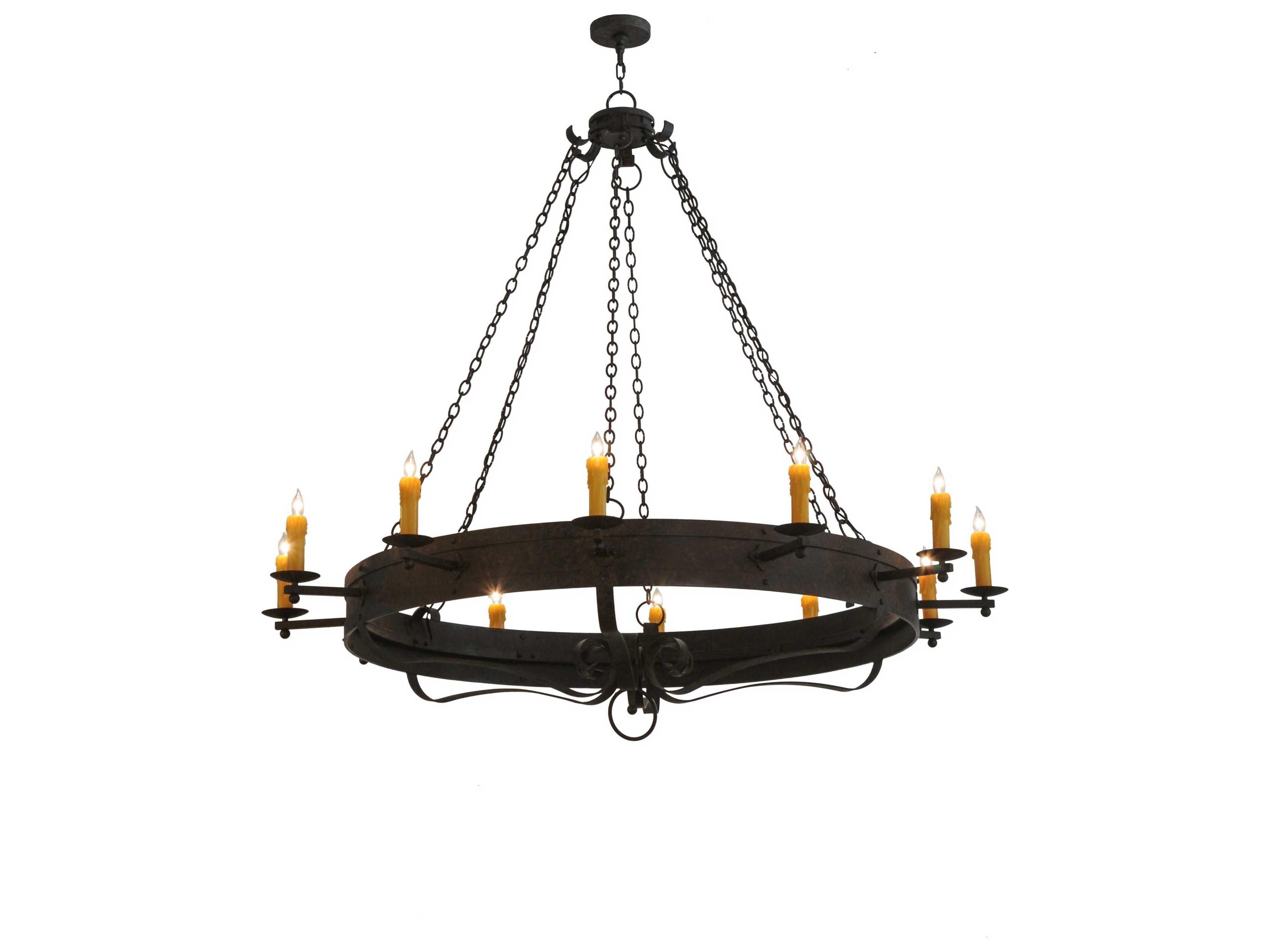 Parnella 12-Light Brown Candelabra Round Chandelier