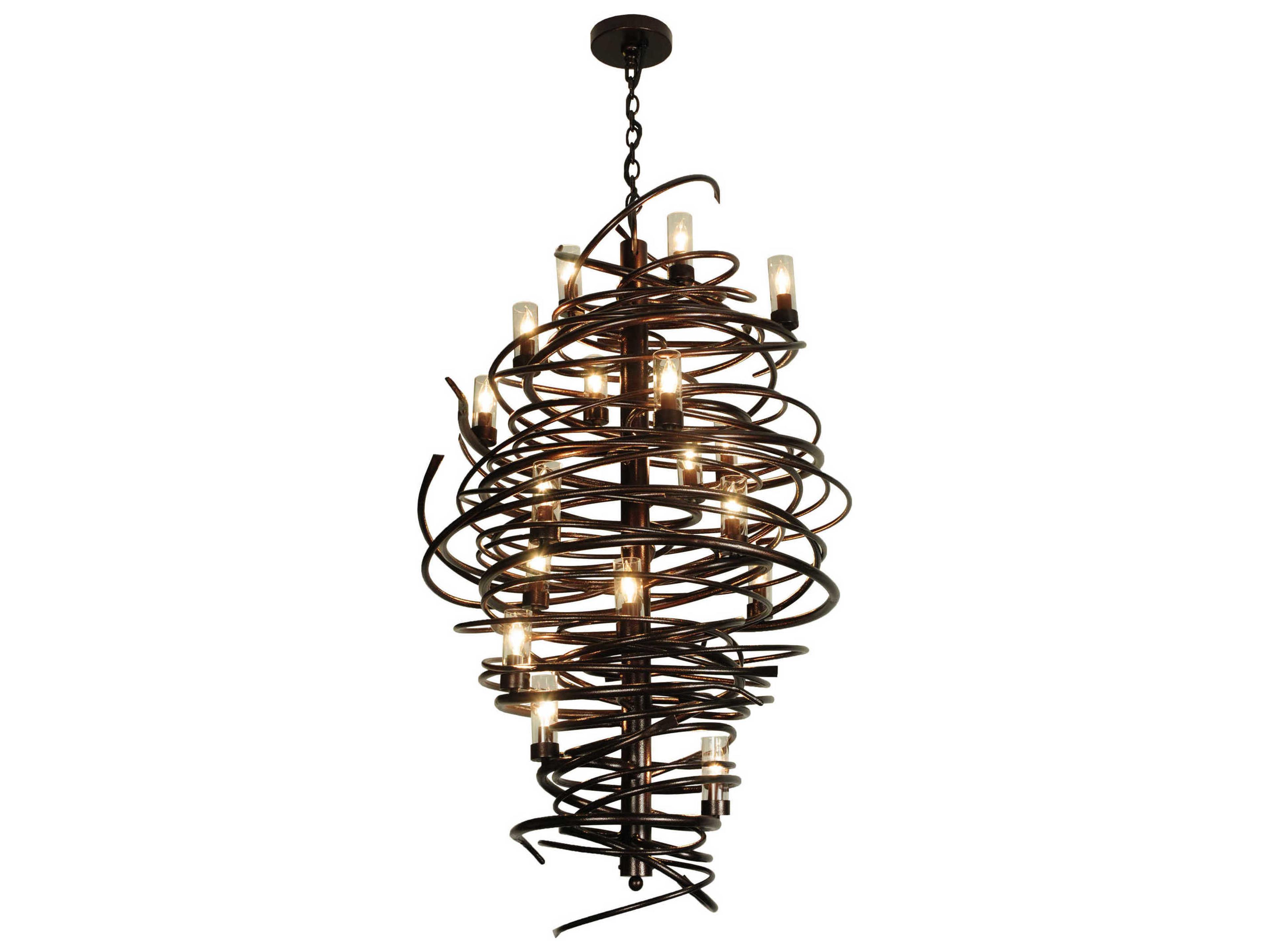 Lodge 18-Light-Light Brown Candelabra Tiered Chandelier