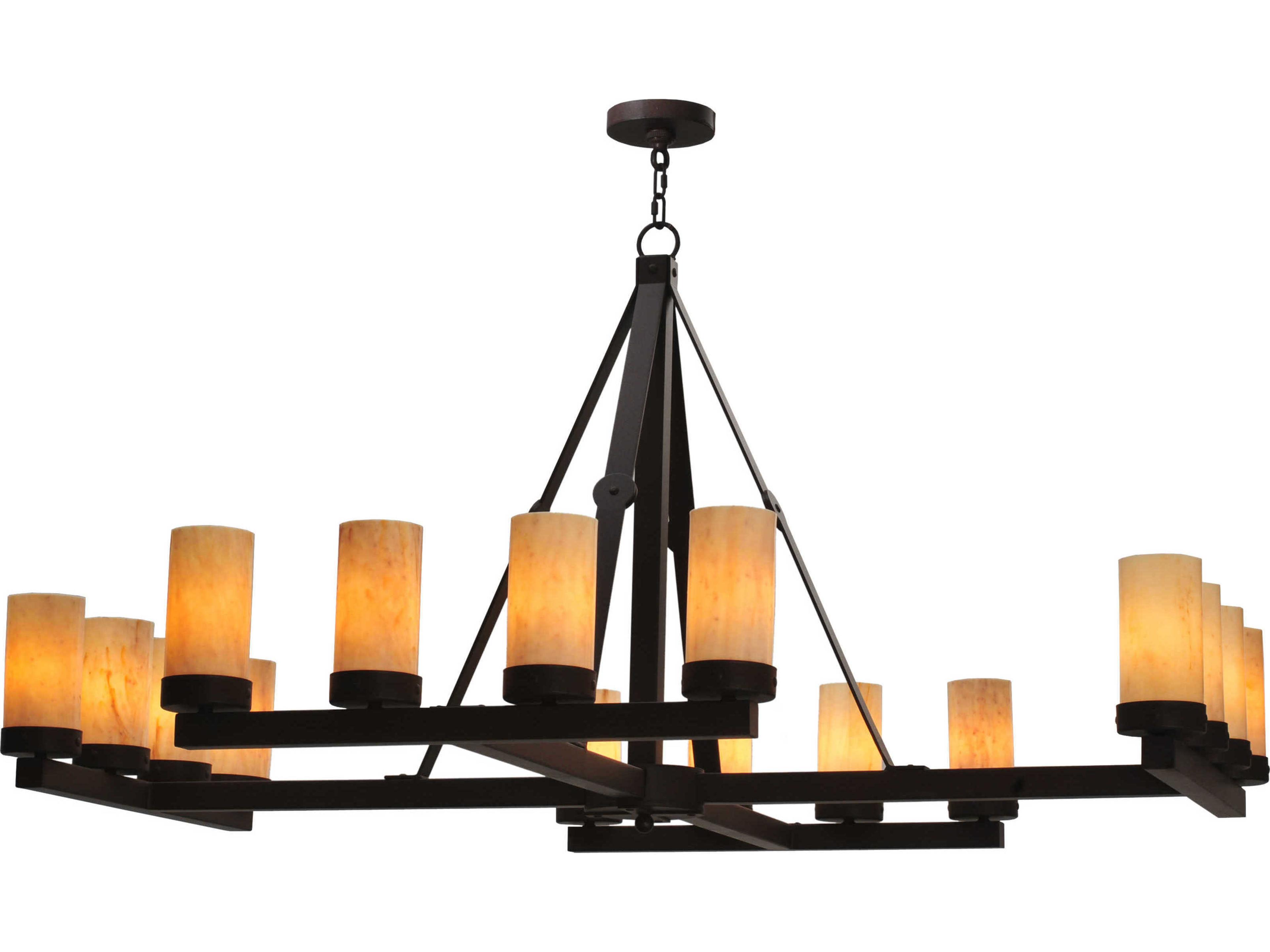 Lodge 12-Light Bronze Cylinder Chandelier