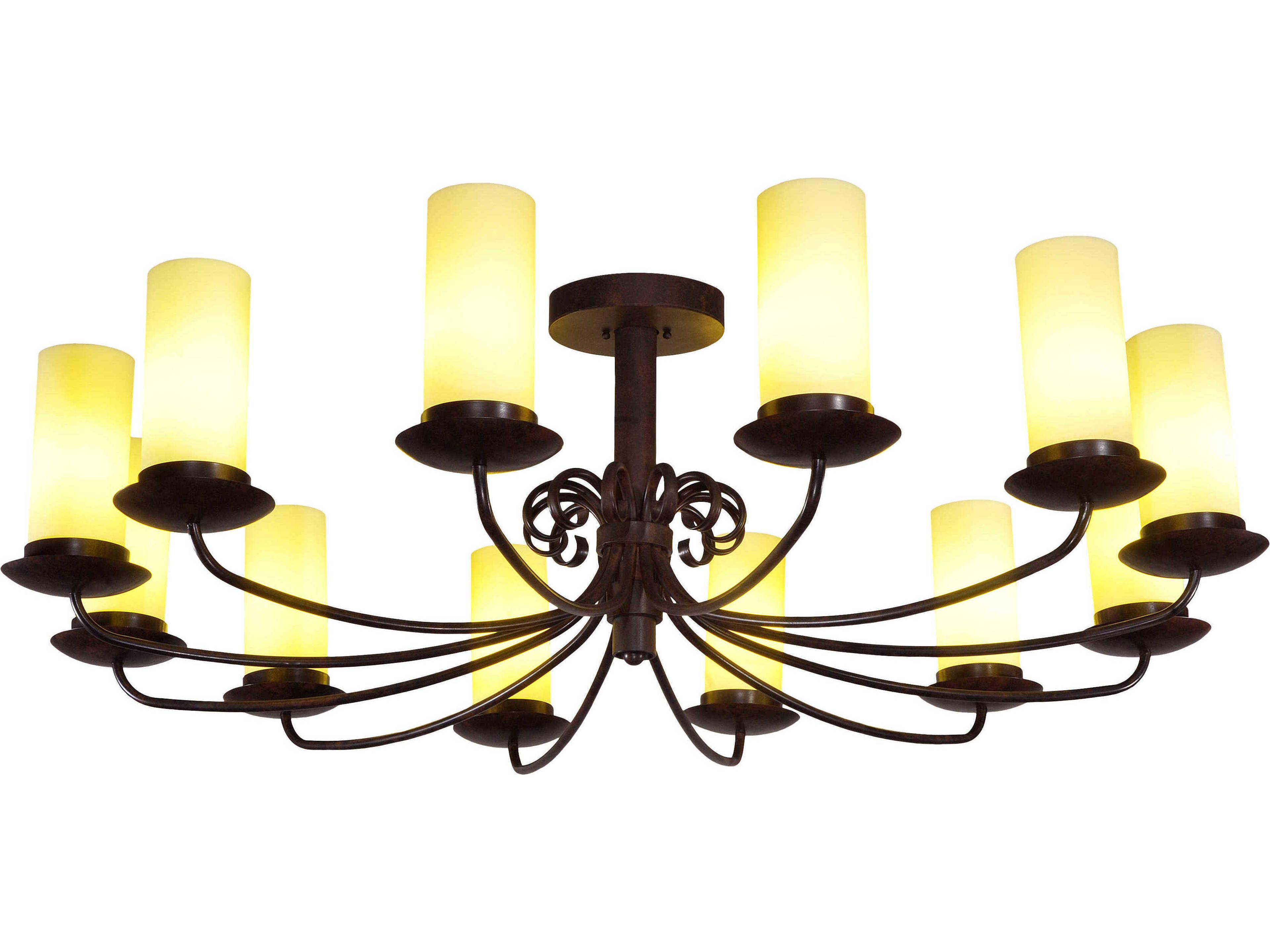 Lodge 12-Light Brown Glass Cylinder Chandelier