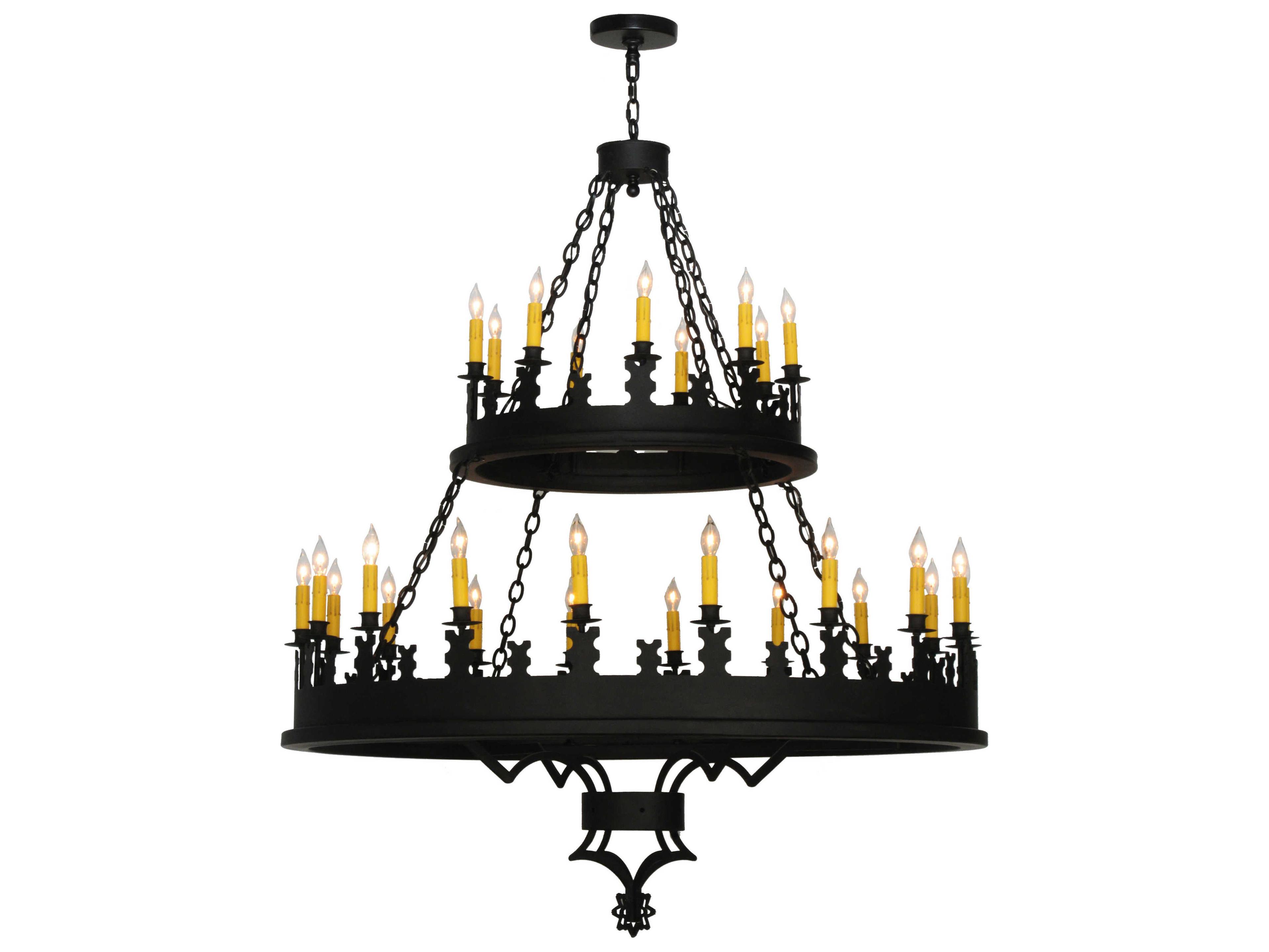 Lodge 2-Light Black Candelabra Round Tiered Chandelier