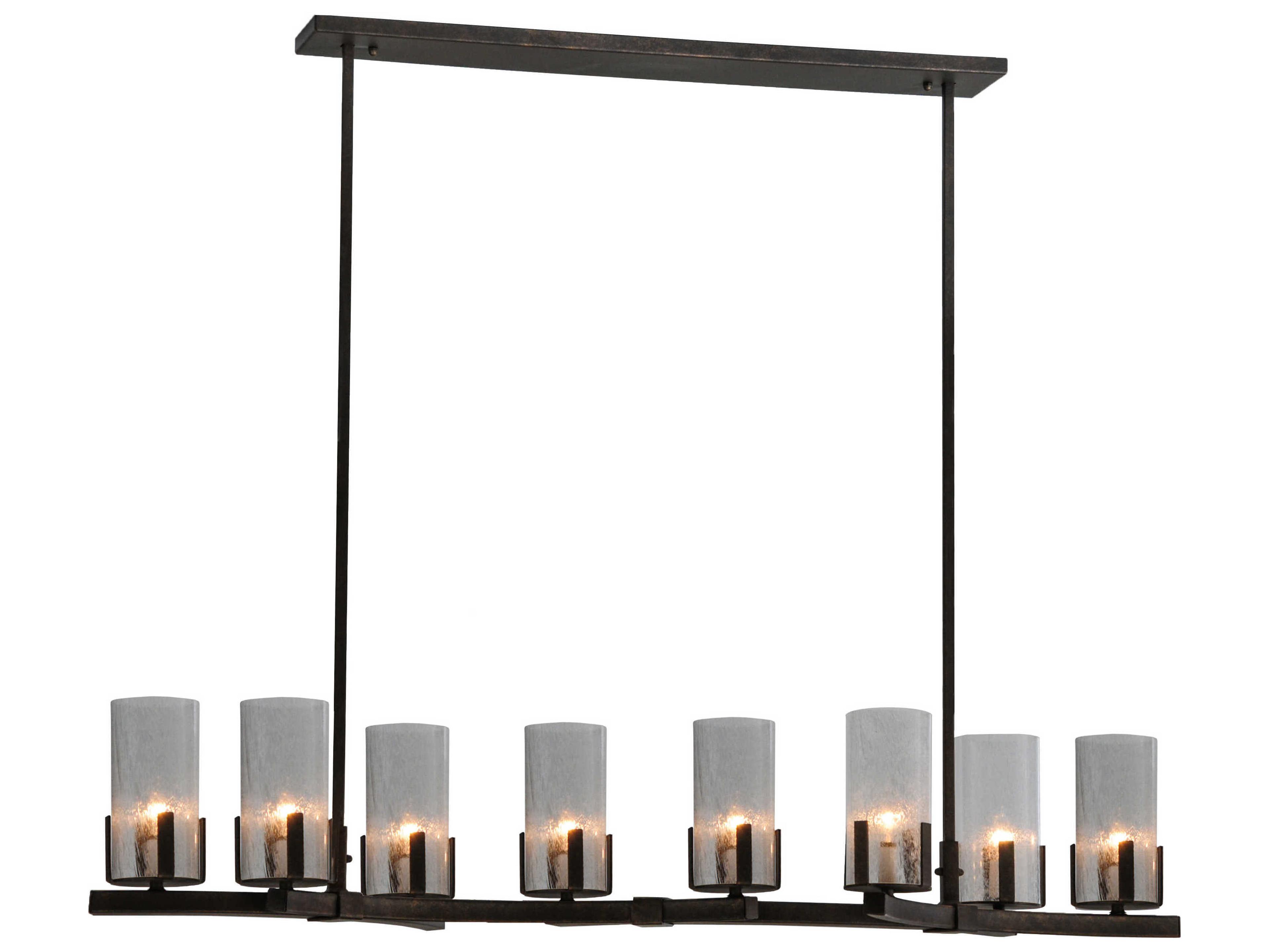 Lodge 8-Light Brass Glass Candelabra Cylinder Chandelier