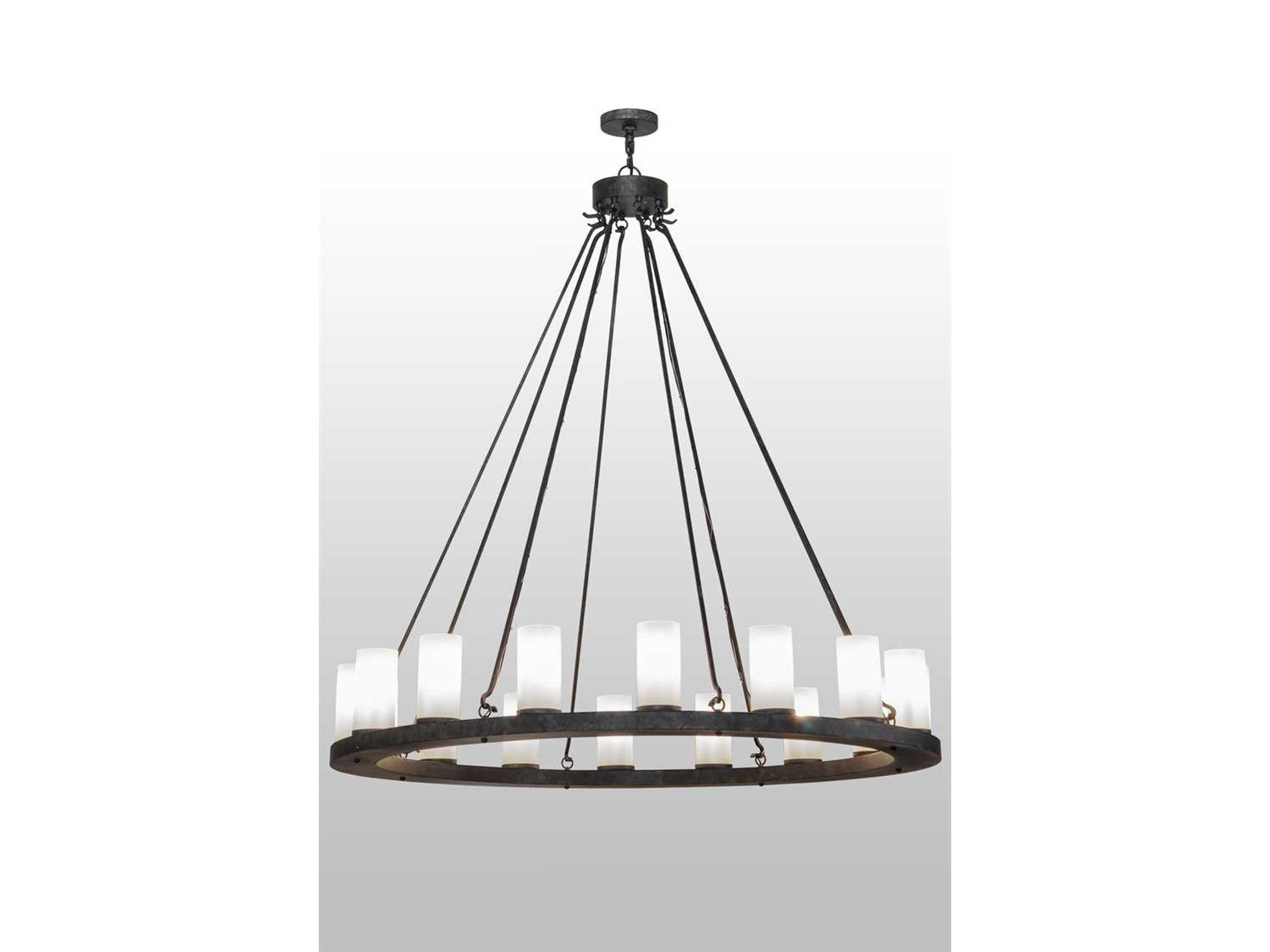 Deina 16-Light-Light Bronze Glass Candelabra Cylinder Round Chandelier