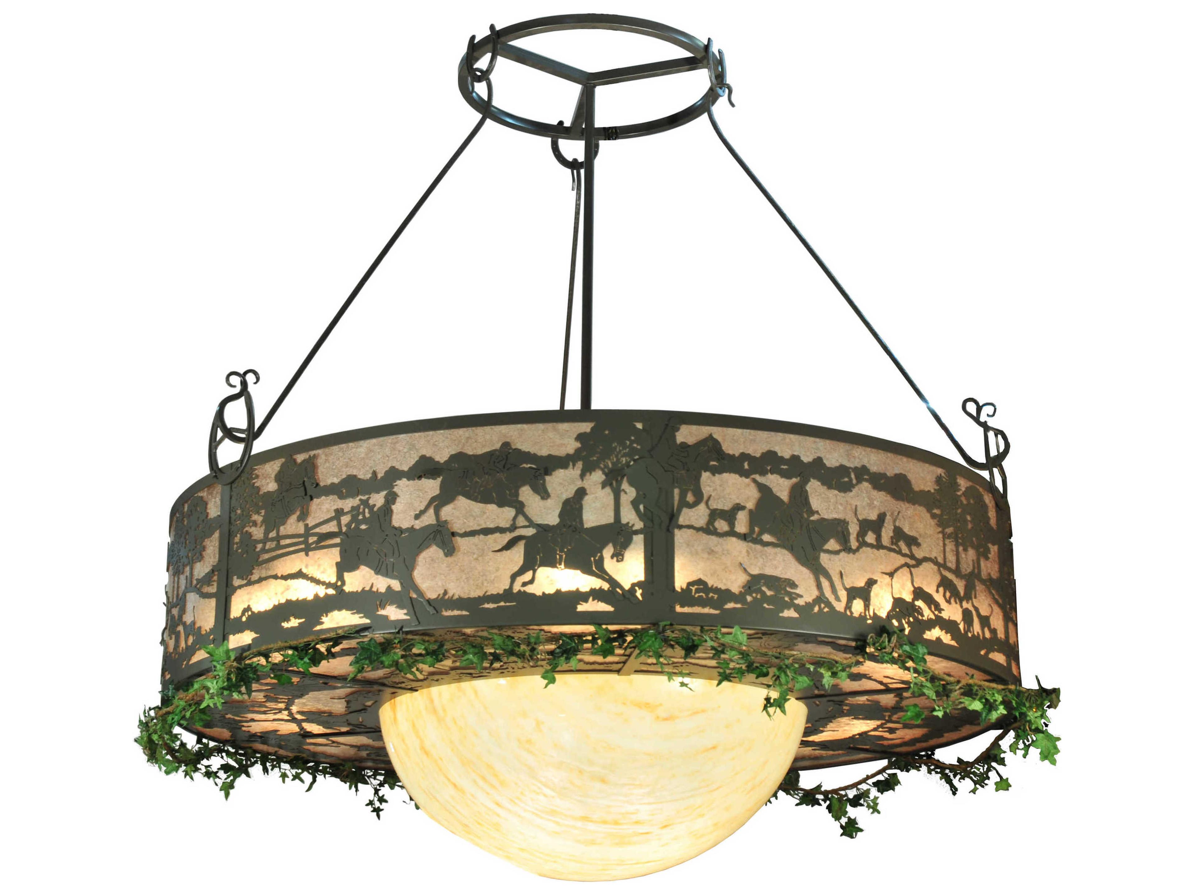 Lodge 20-Light Bronze Bowl Drum Pendant