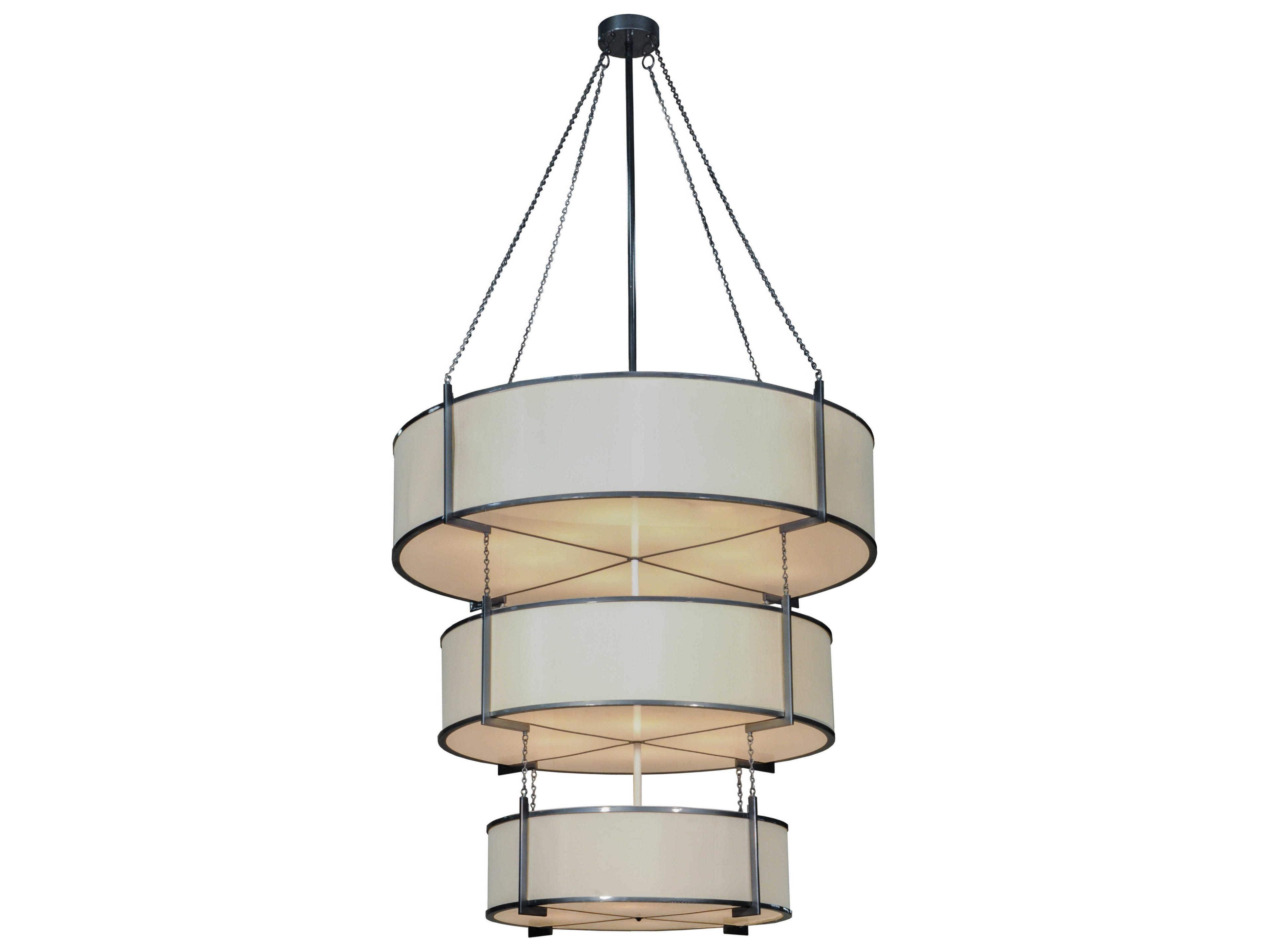 Lodge 2-Light Black Drum Tiered Pendant