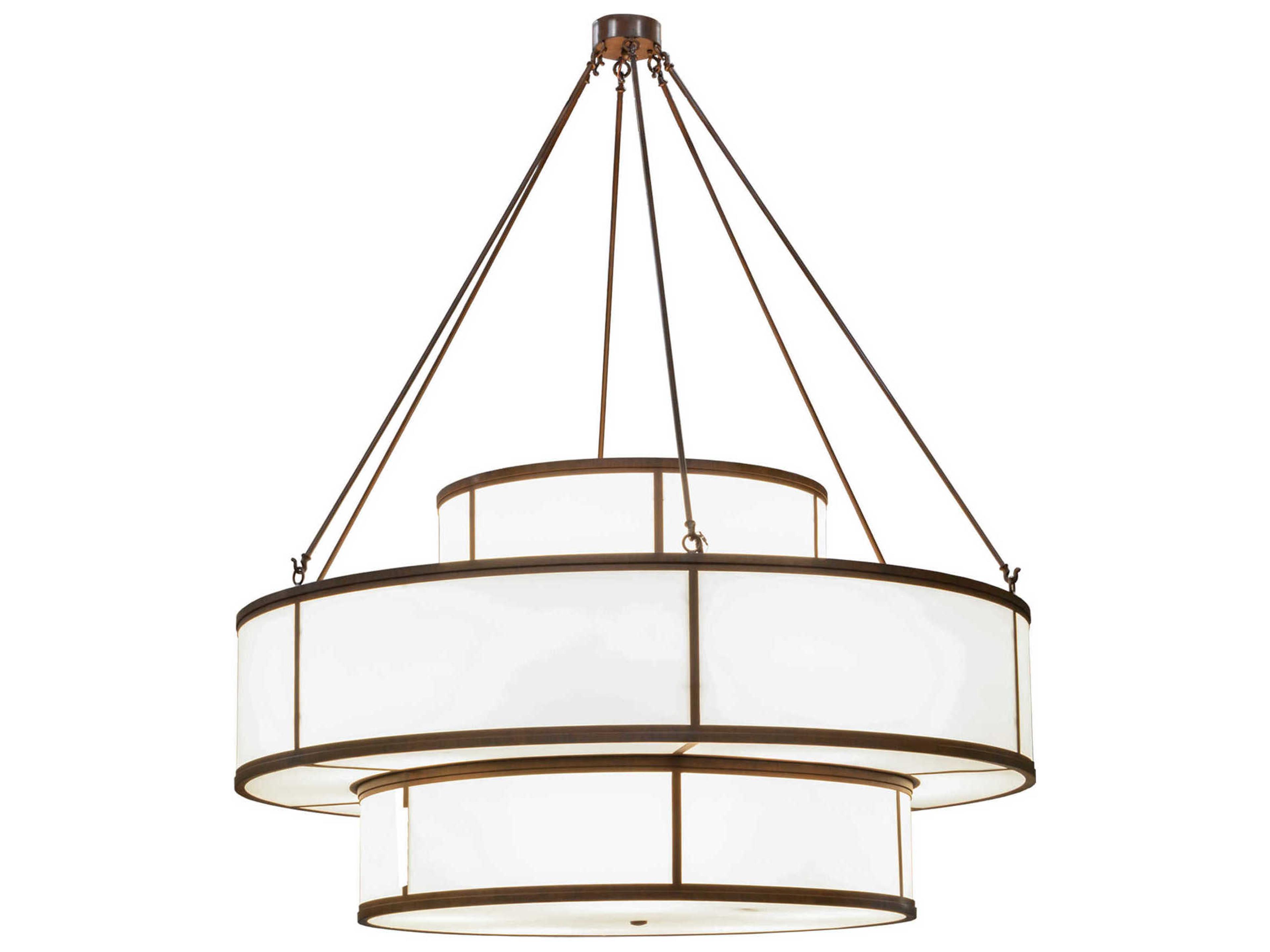 Lodge 20-Light Brown Drum Tiered Pendant