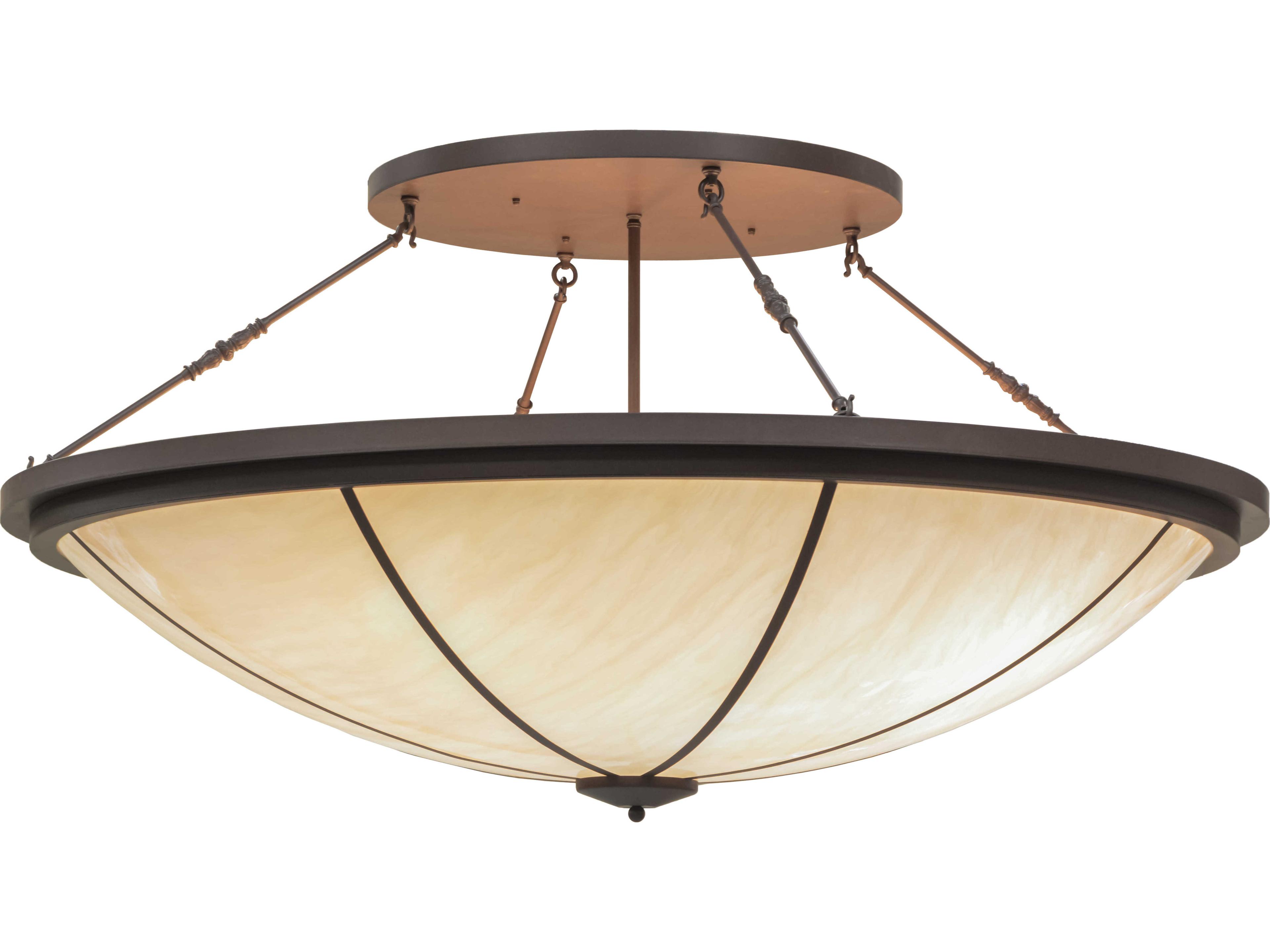 Lodge 8-Light Brown Bowl Semi Flush Mount