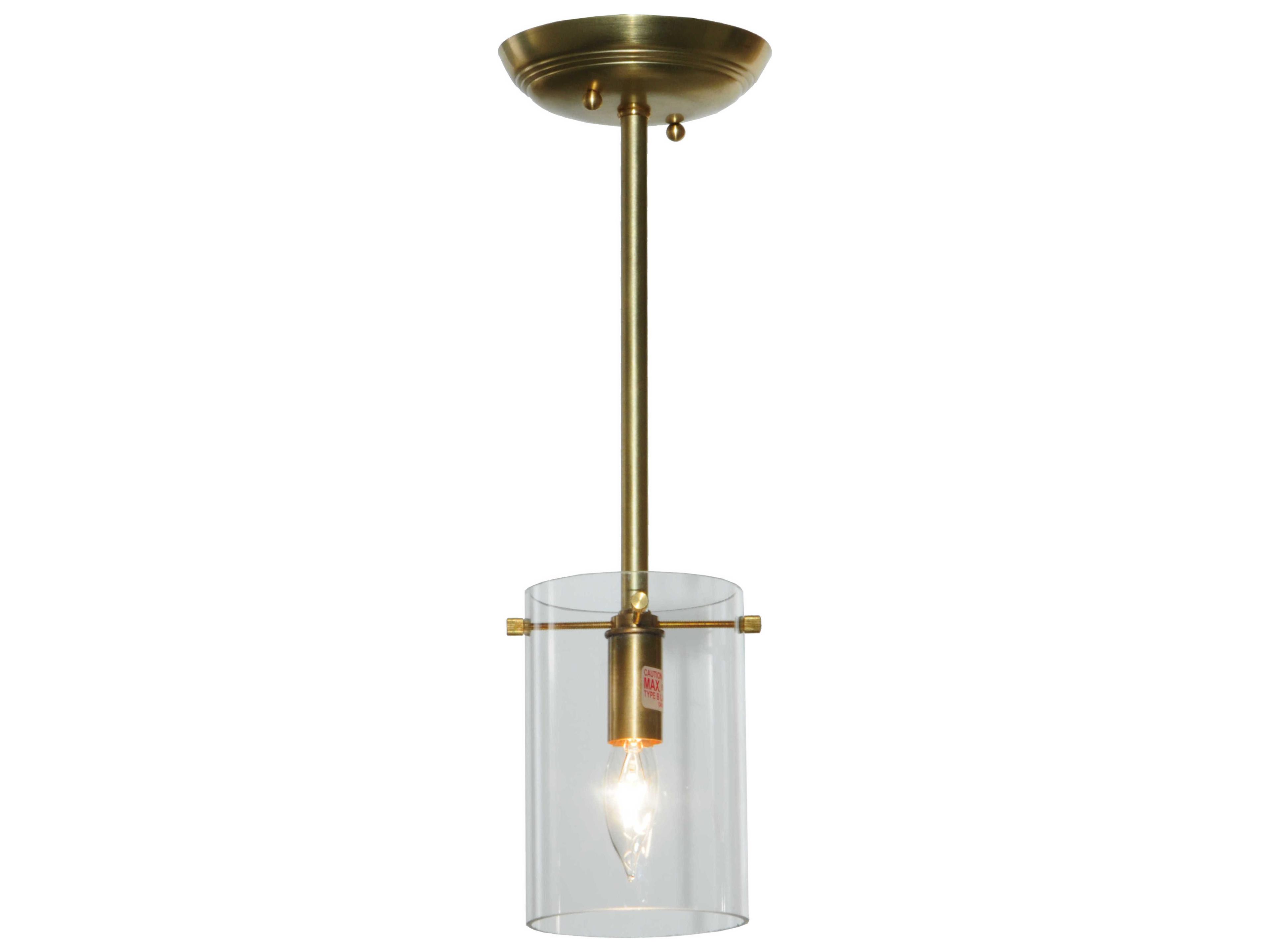 Lodge 1-Light Brass Glass Cylinder Semi Flush Mount