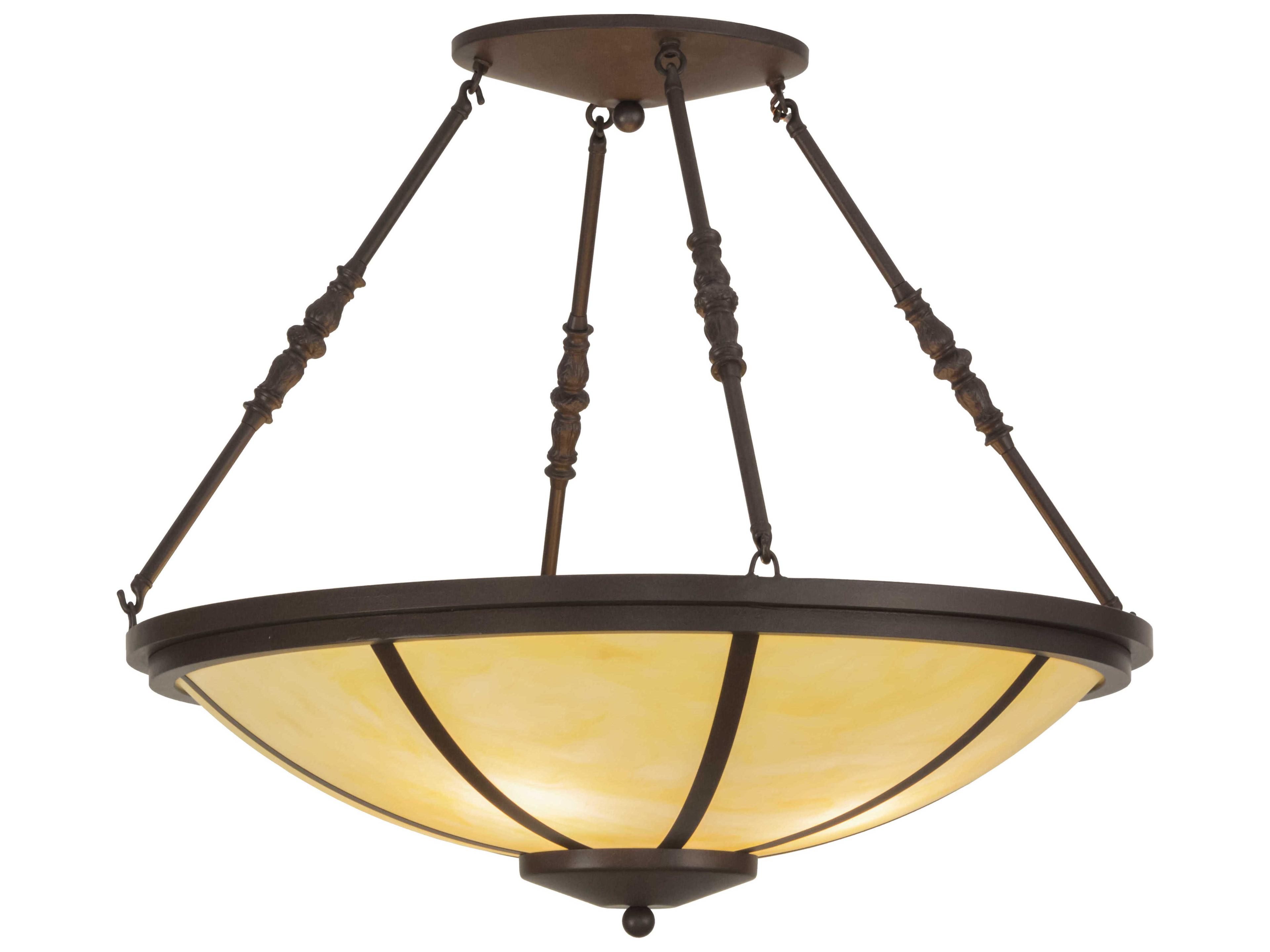 Lodge 4-Light Brown Bowl Semi Flush Mount