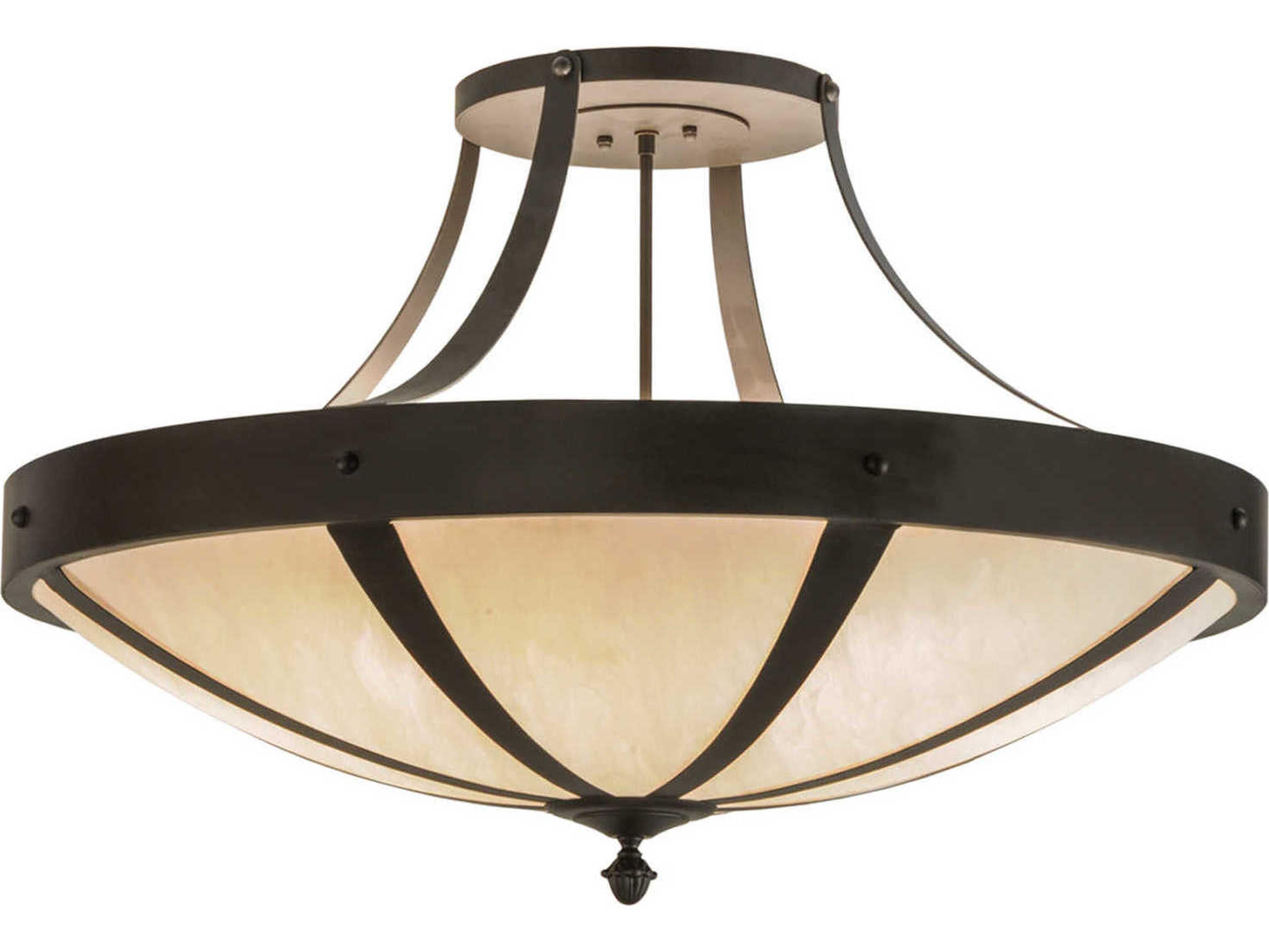 Lodge 6-Light Bronze Bowl Semi Flush Mount