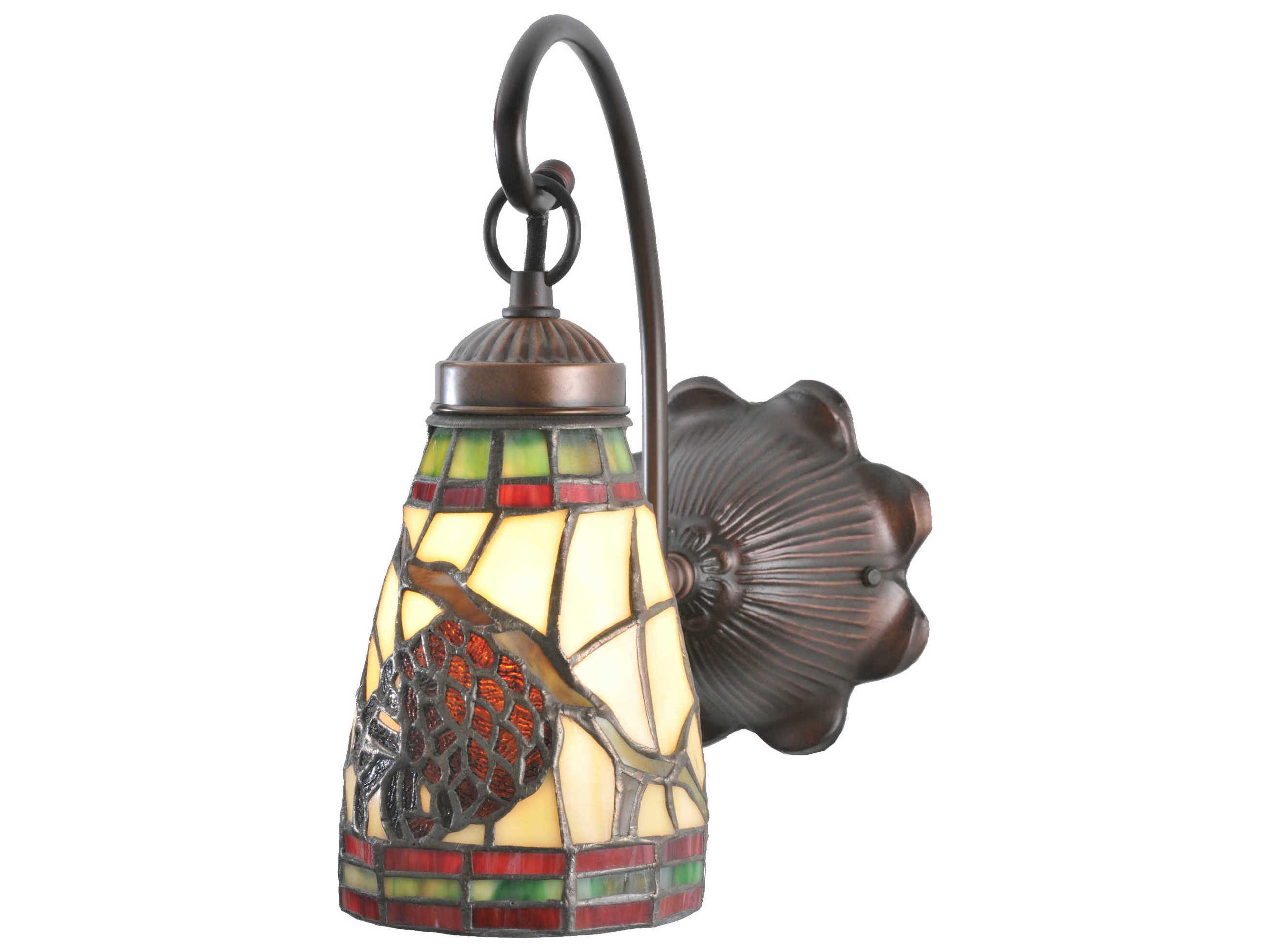 Pinecone 1-Light Bronze Tiffany Wall Sconce