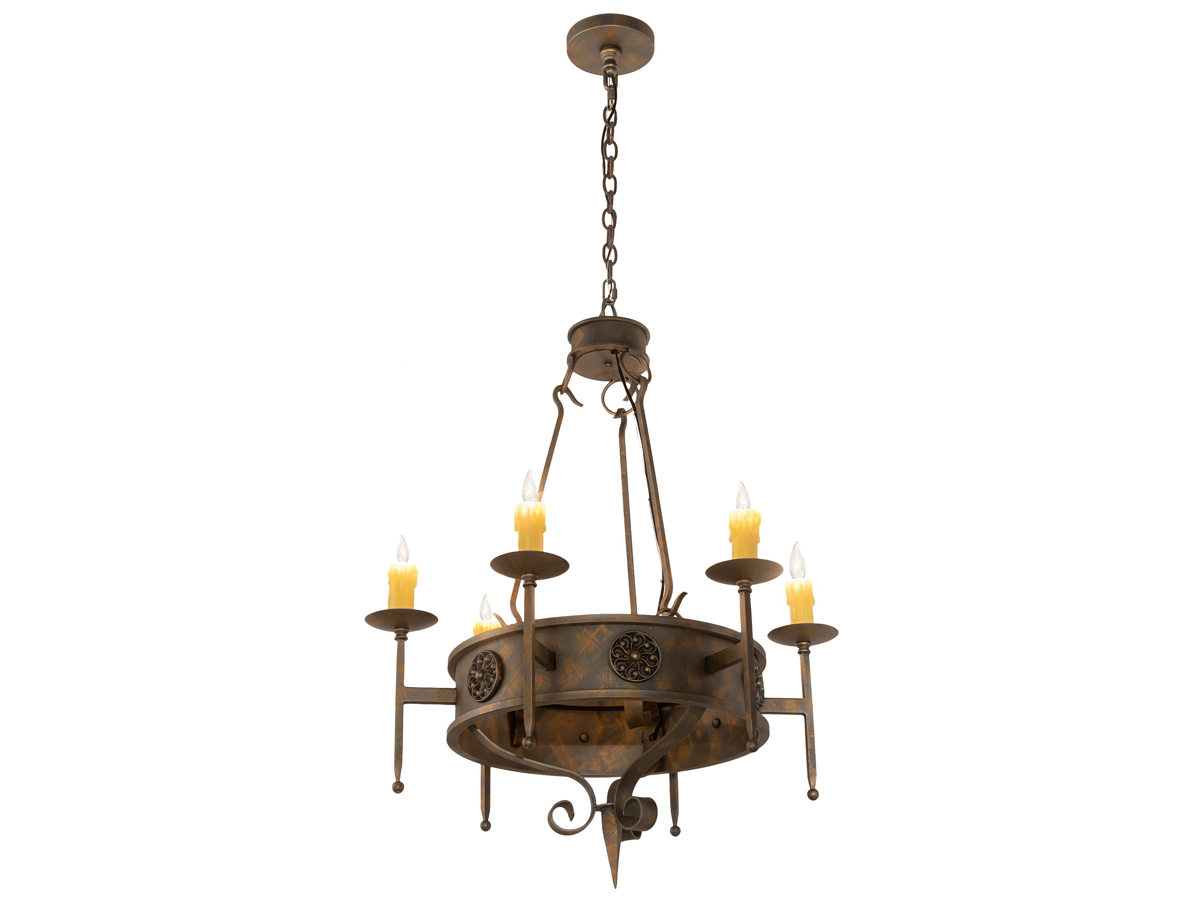 Lorenzo 6-Light Beige Brown Candelabra Chandelier