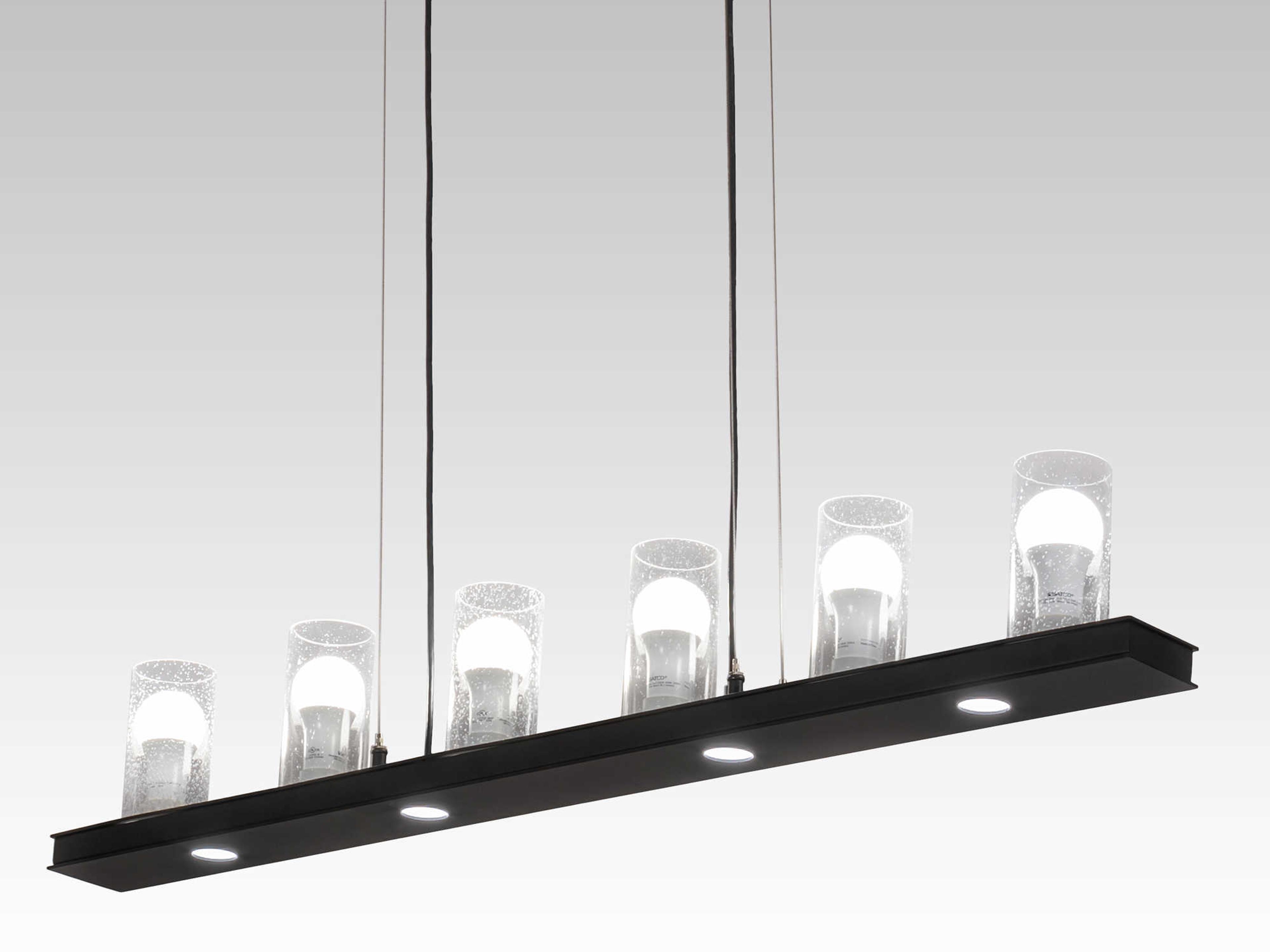 Loudon 6-Light Black Glass LED Cylinder Island Pendant