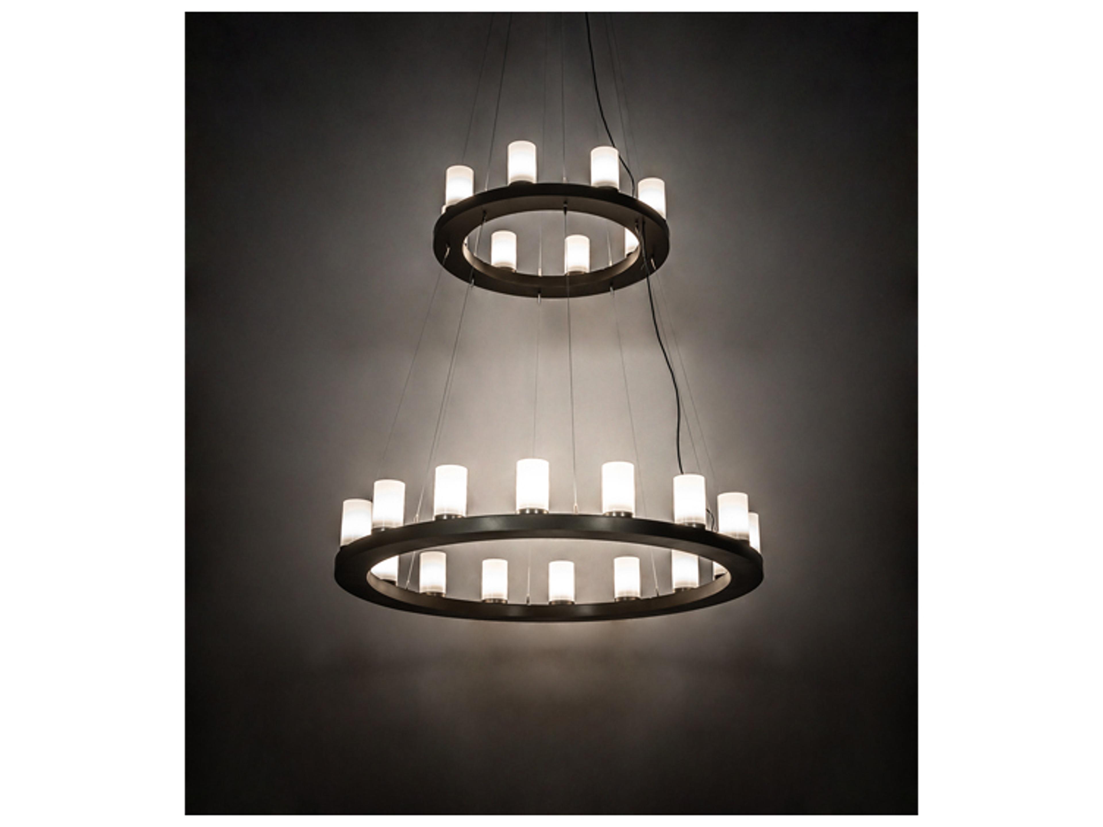 Loxley 24-Light Black Chocolate White Brown Cylinder Round Tiered Chandelier
