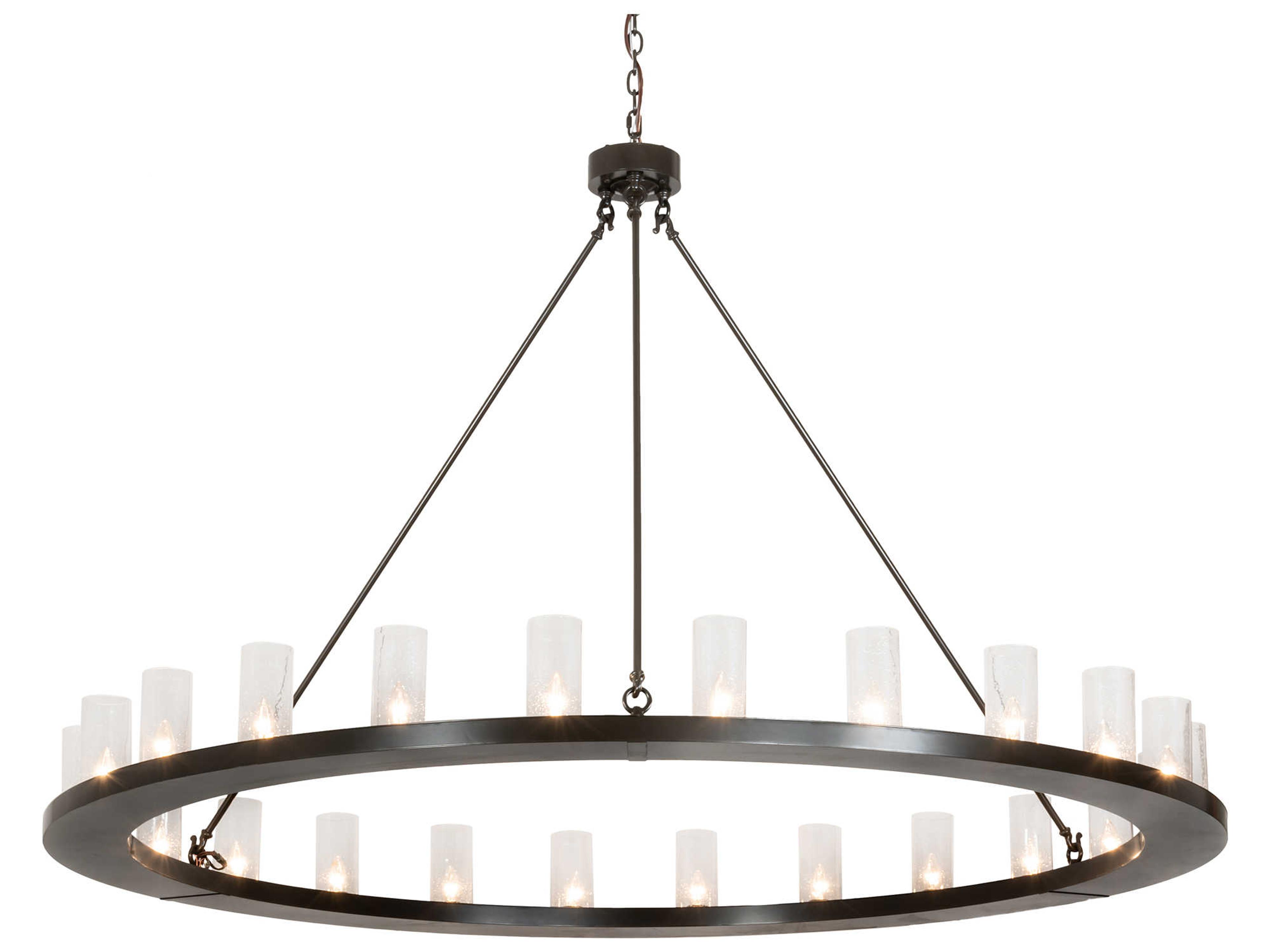 Loxley 24-Light Timeless Bronze Glass Cylinder Round Chandelier