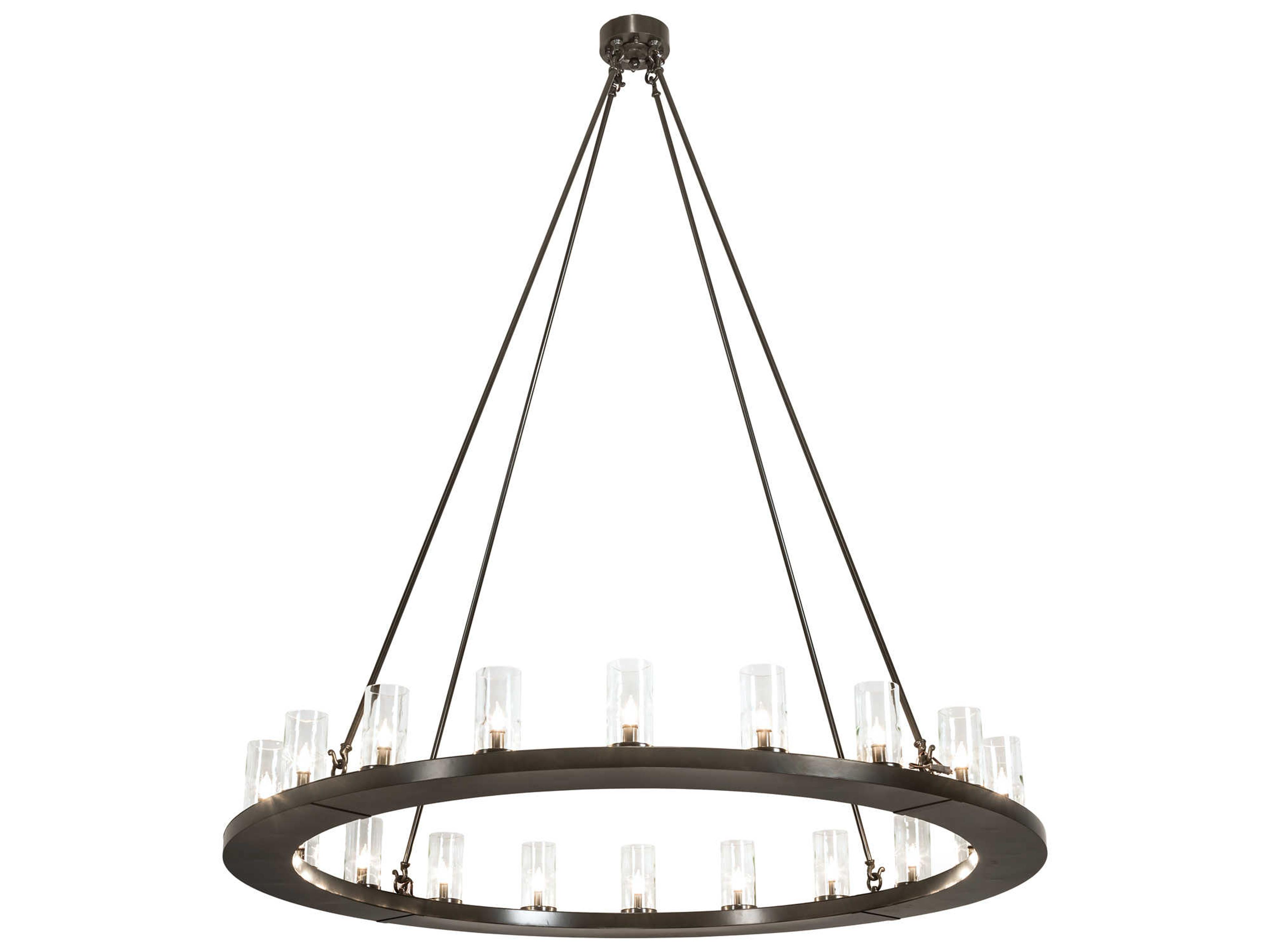 Loxley 20-Light Timeless Bronze Glass Cylinder Round Chandelier