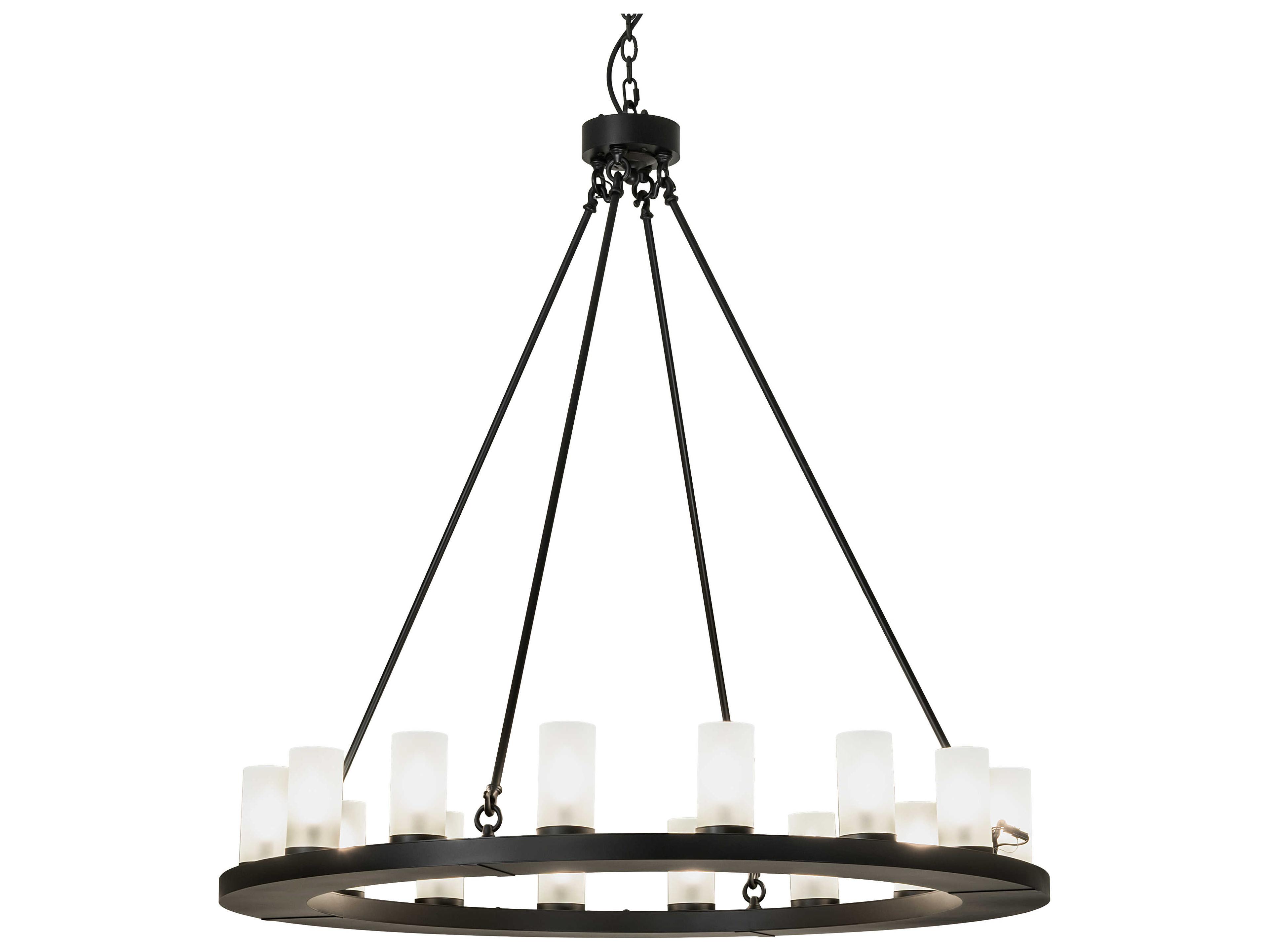 Loxley 16-Light6-Light Blackwash Glass Cylinder Round Chandelier
