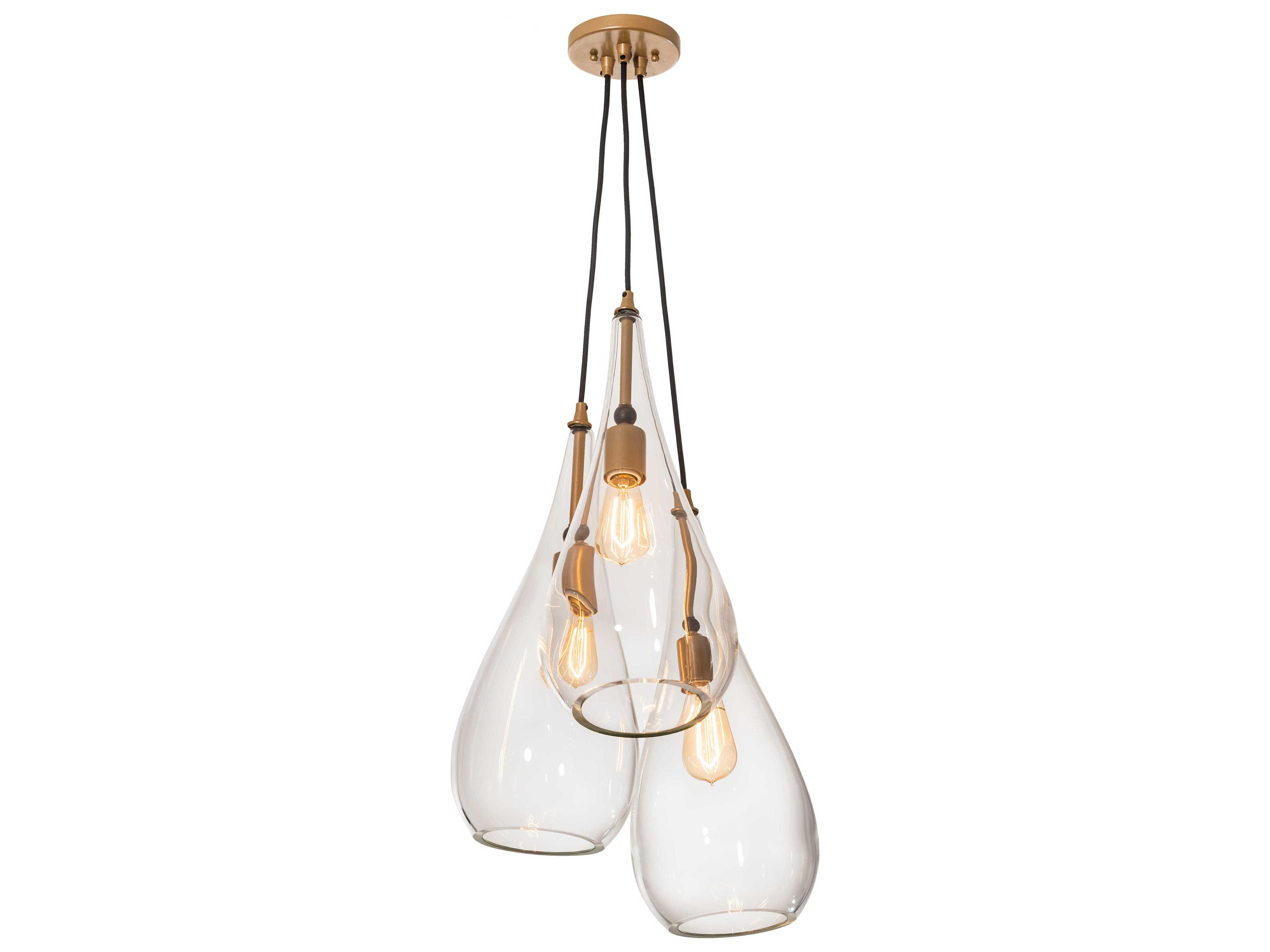 Madari 3-Light Clear Gold Glass Bell Pendant