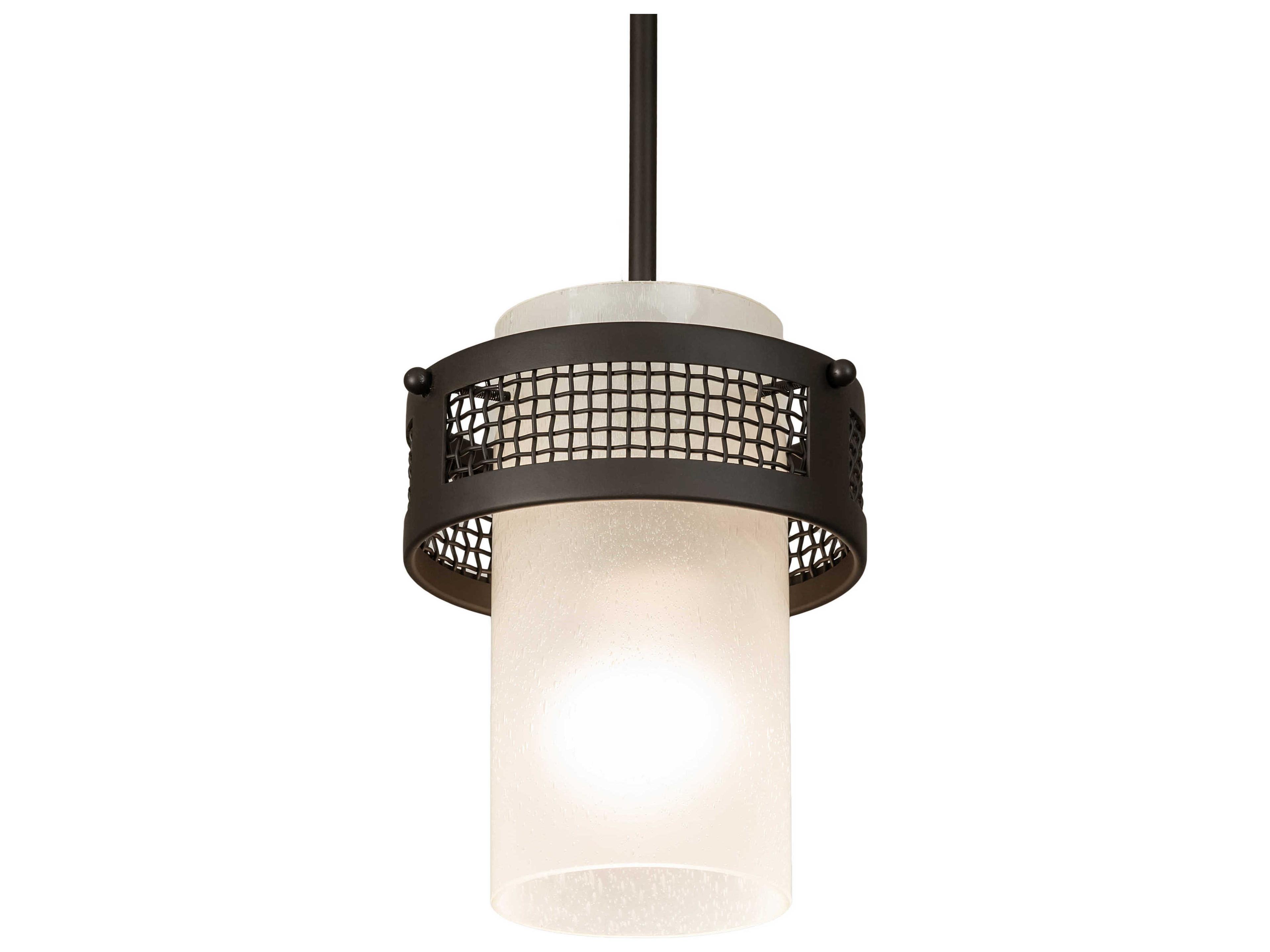 Maglia Semplice 1-Light Oil Rubbed Bronze White Glass Cylinder Mini Pendant
