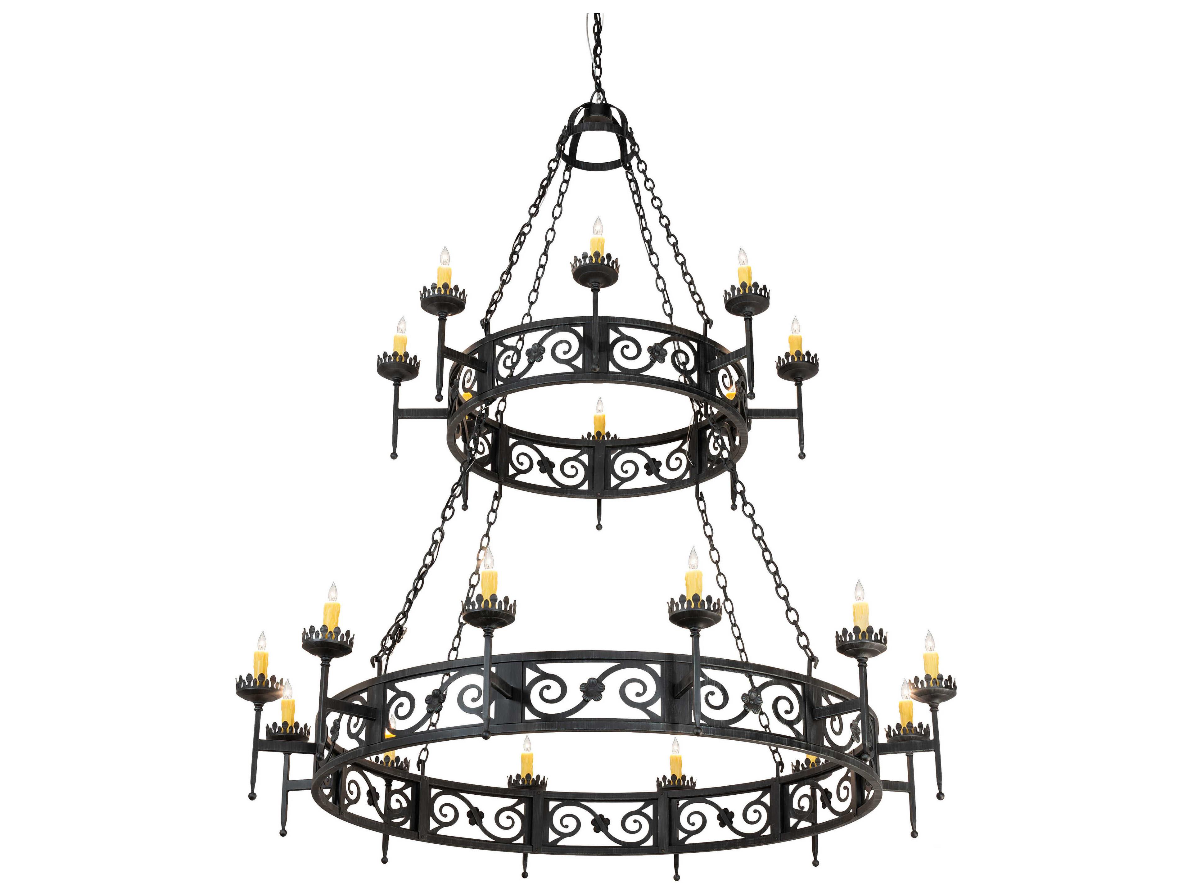Majella 20-Light Black Ivory White Candelabra Round Chandelier