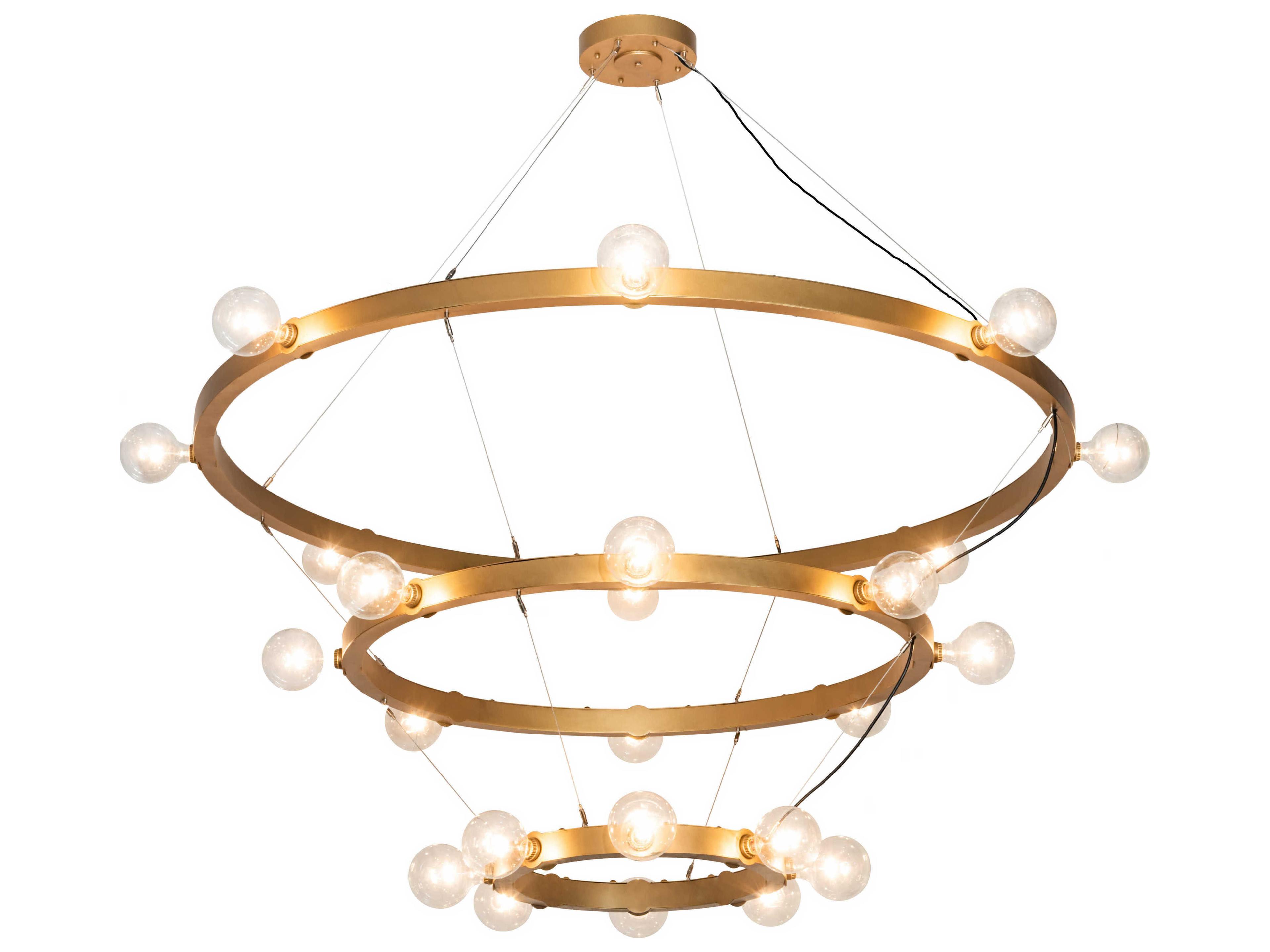 Meyda Manheim 24-Light Gold Globe Round Tiered Chandelier