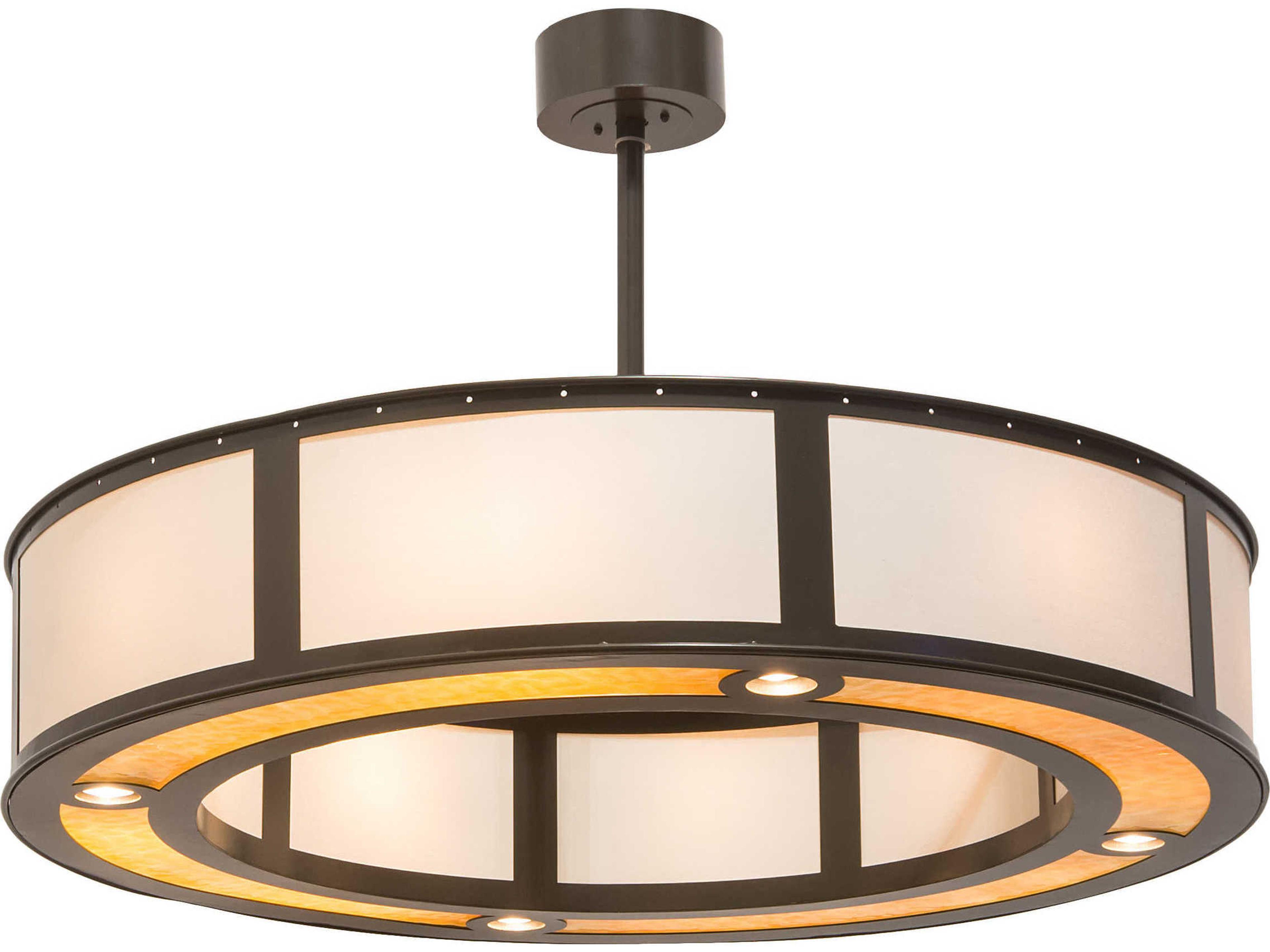 Maplewood 12-Light Timeless Bronze Off White Glass Drum Pendant