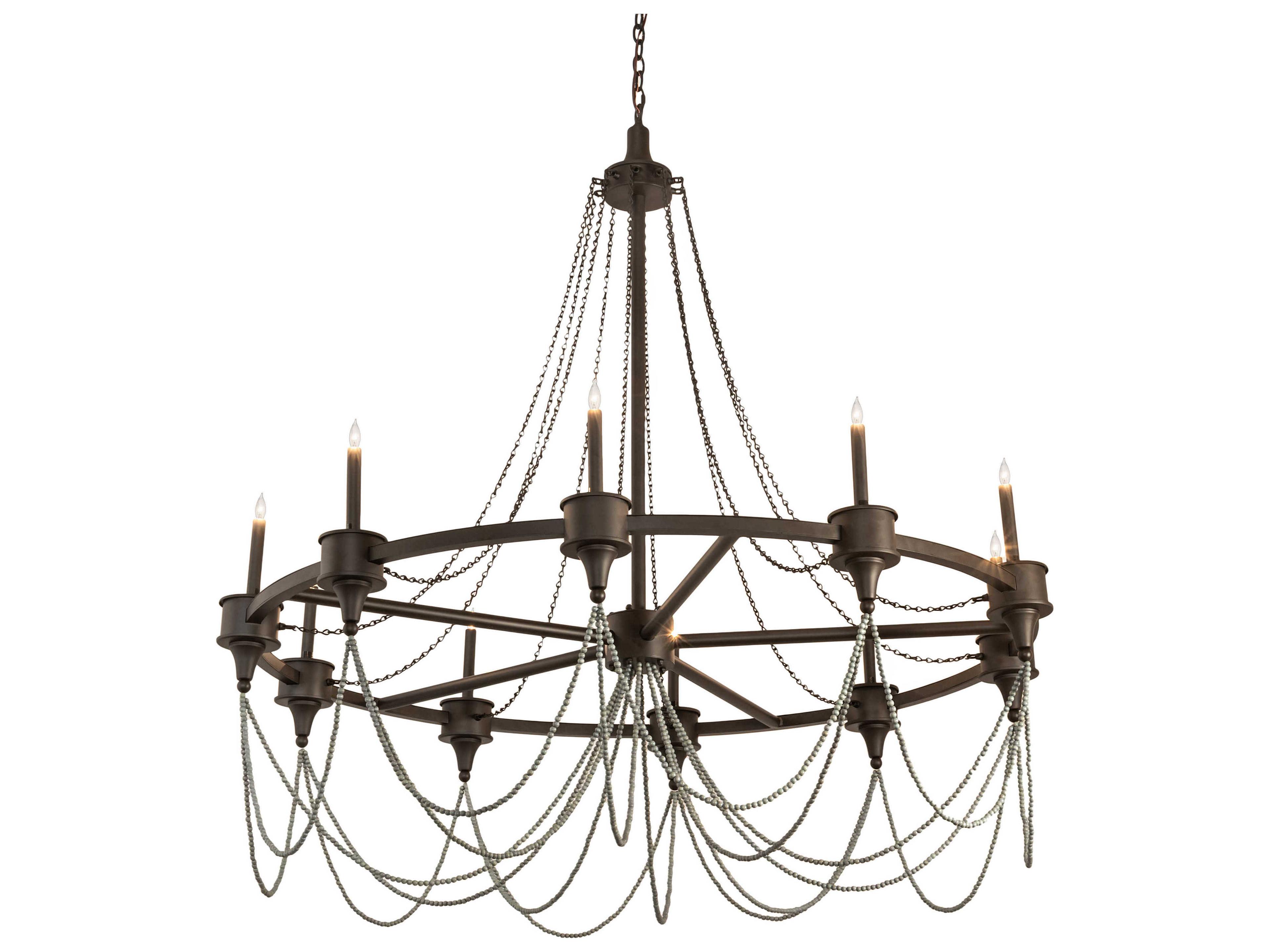Marcie 10-Light Oil Rubbed Bronze Gray Candelabra Round Chandelier