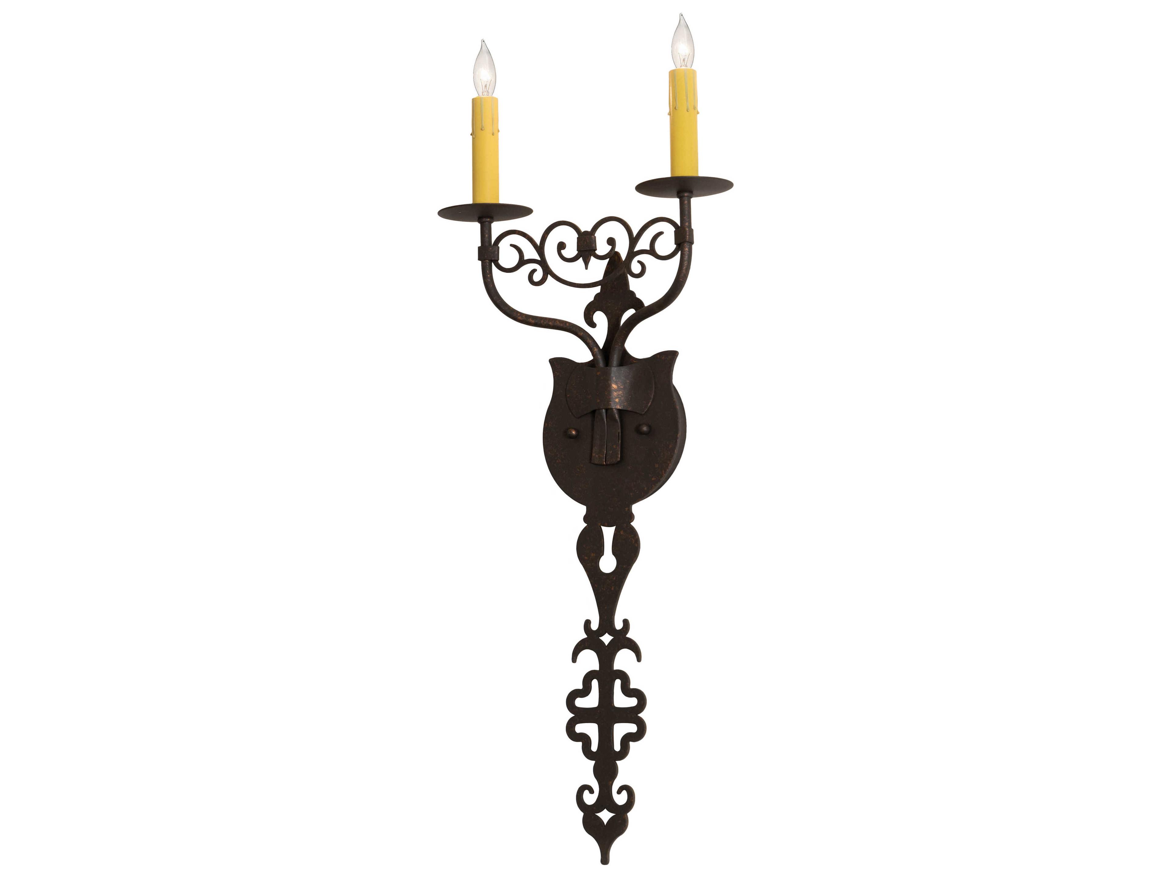 Merano 2-Light Antique Black Wall Sconce