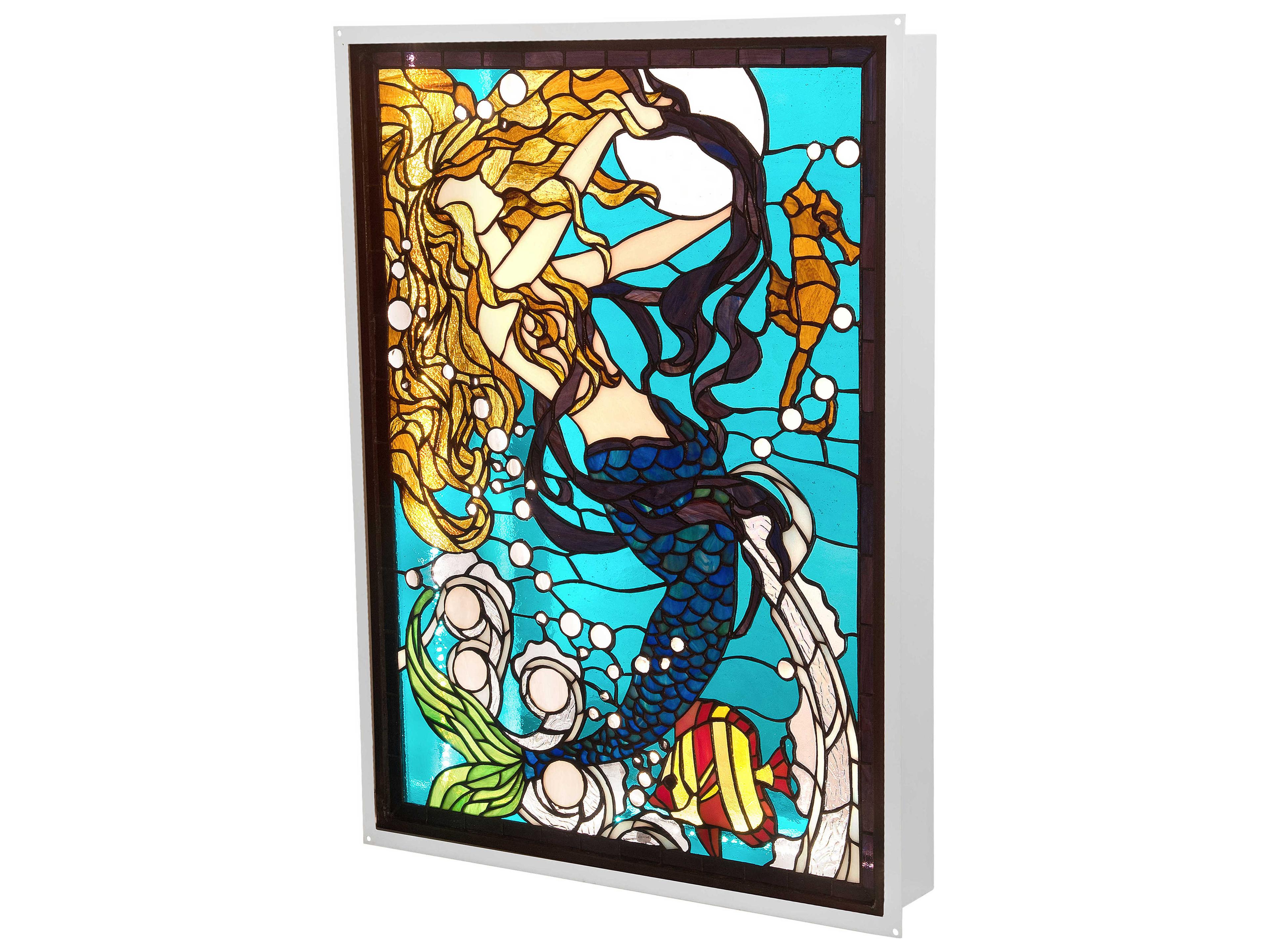 Mermaid Of The Sea Glass LED Tiffany Backlit Window