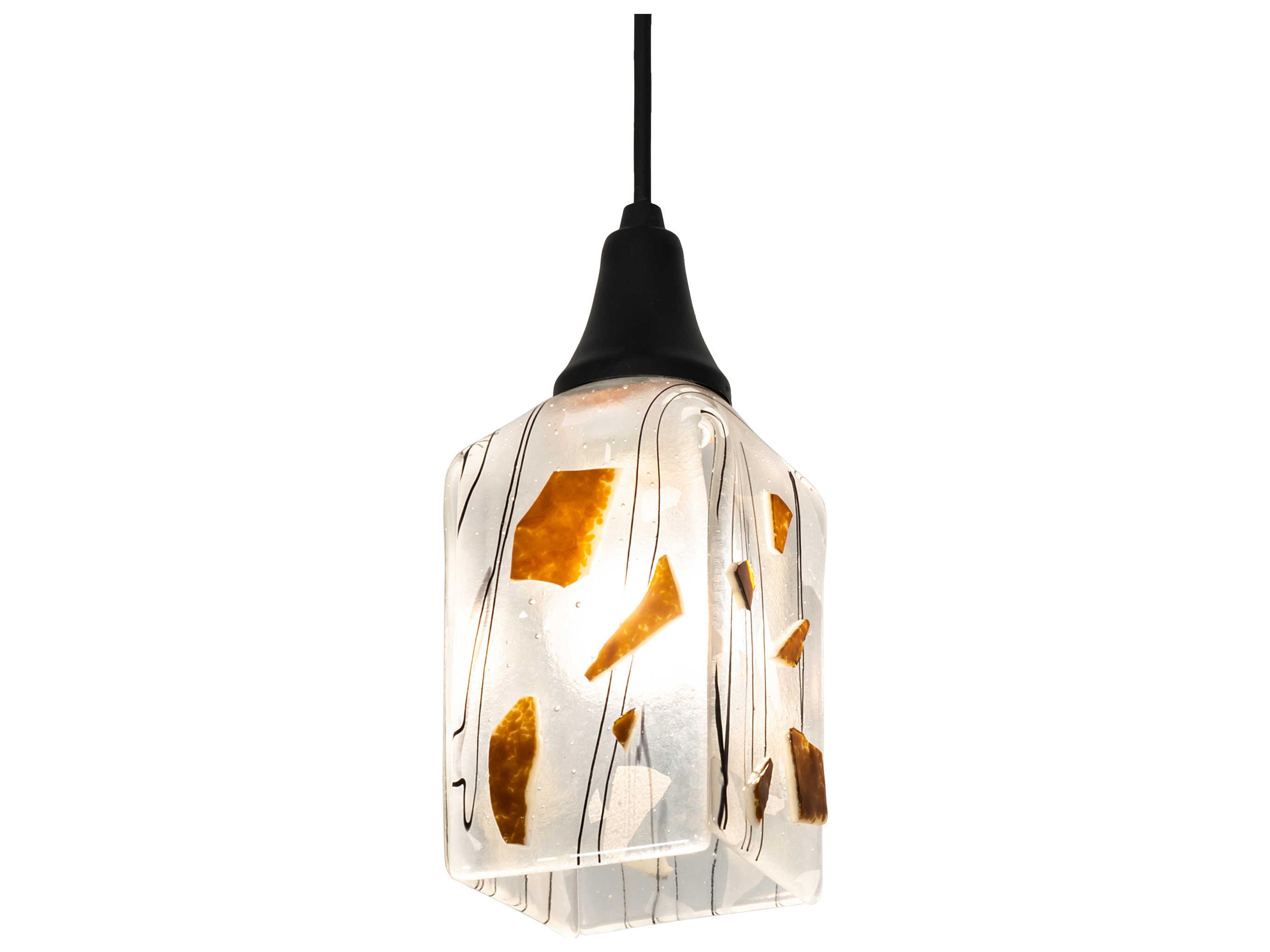 Metro Fusion 1-Light Textured Black Glass Geometric Mini Pendant