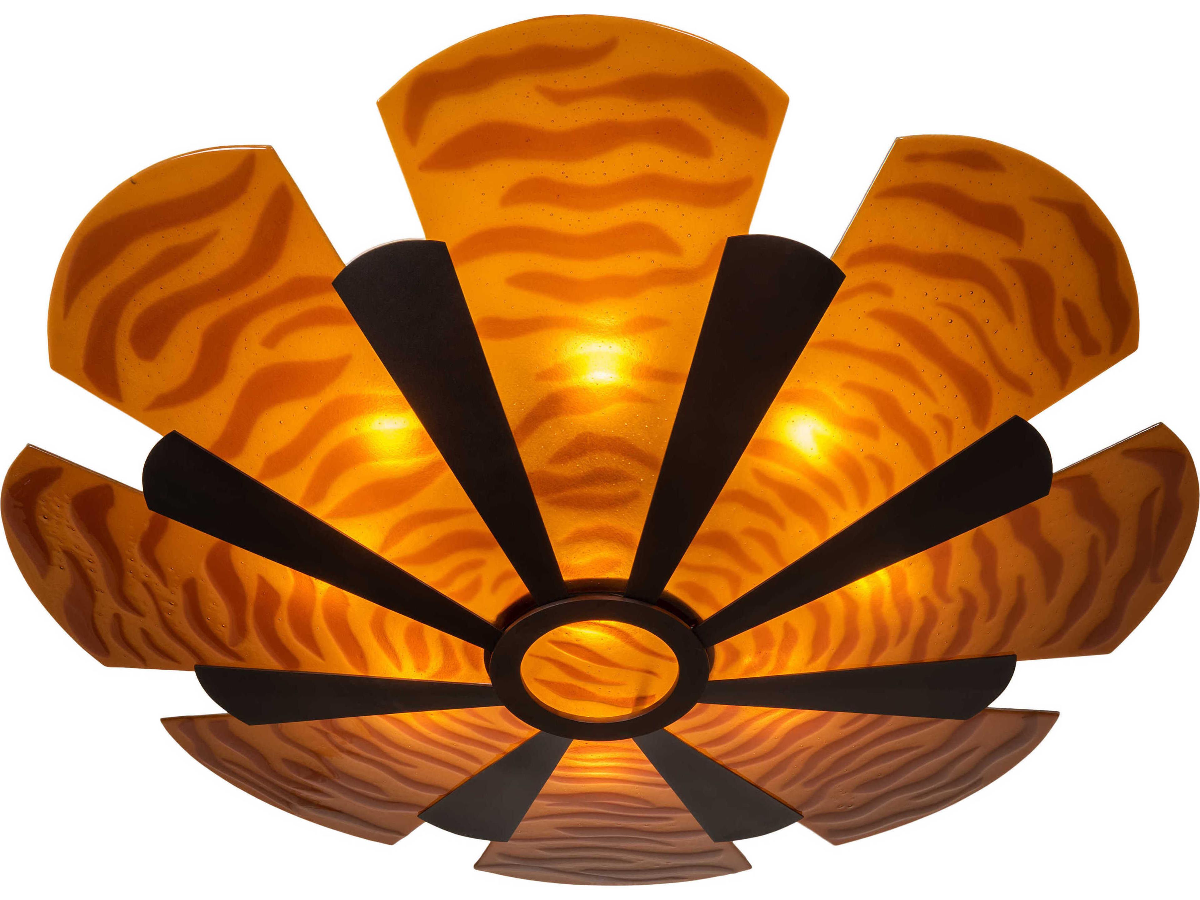 Metro Fusion 6-Light Mahogany Bronze Brown Glass Round Semi Flush Mount