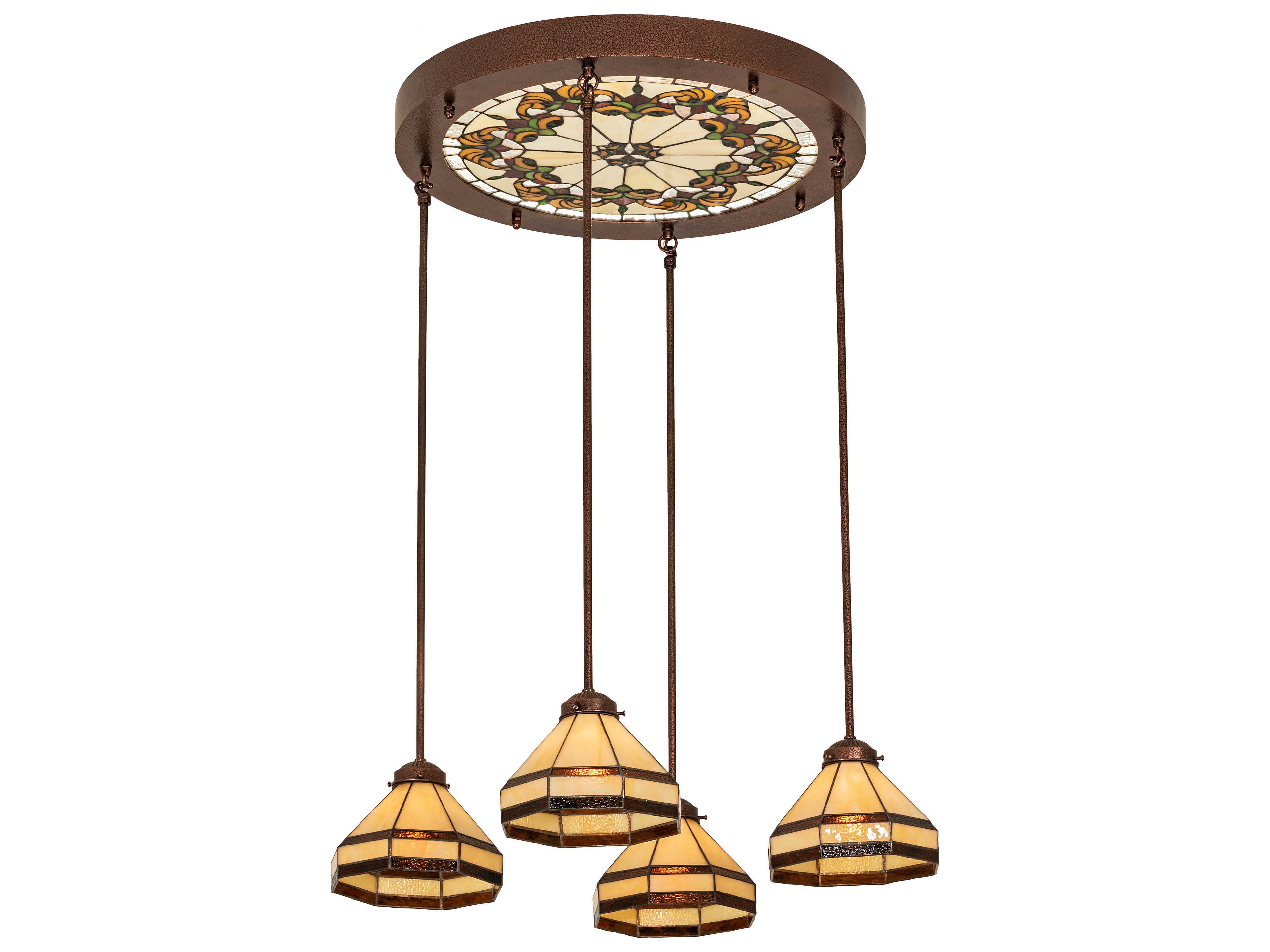 Middleton 4-Light Copper Vein Off White Glass LED Bell Pendant