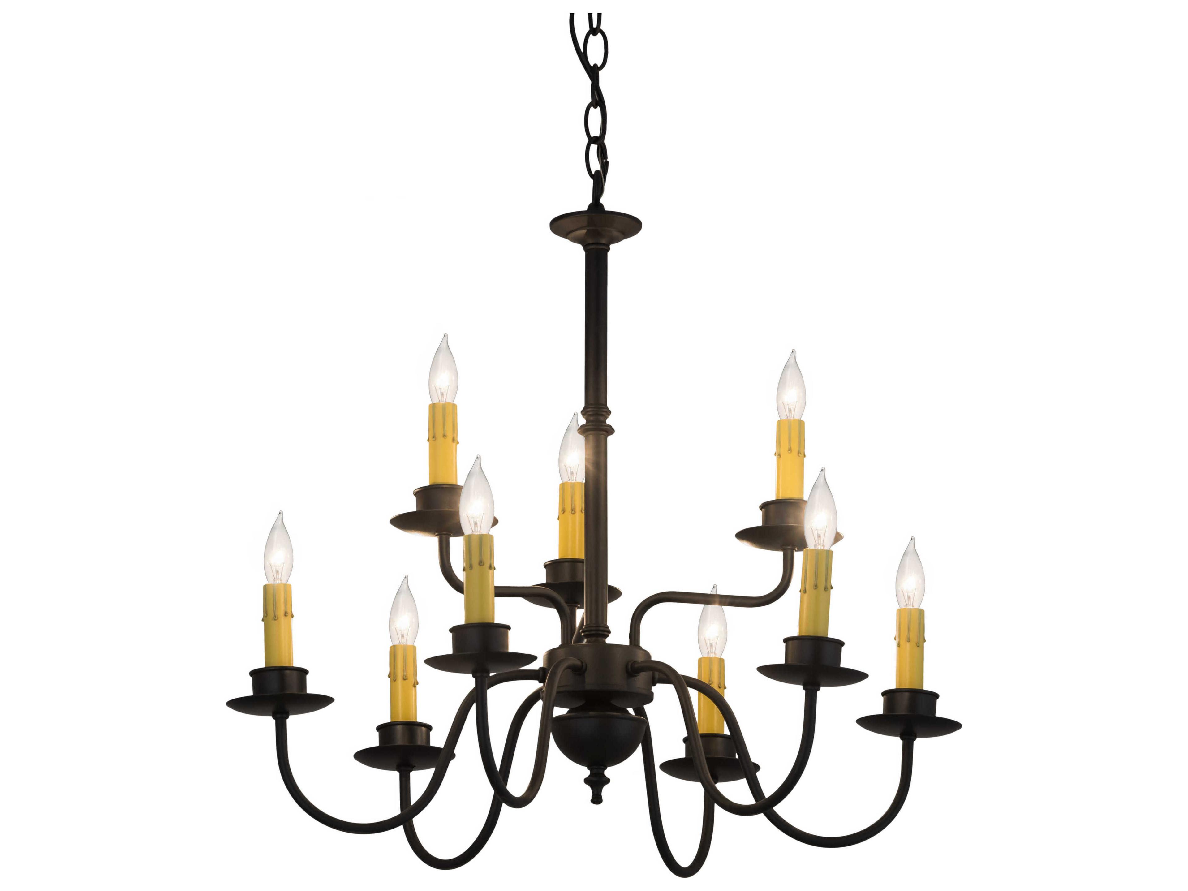 9-Light Black Glass Candelabra Chandelier