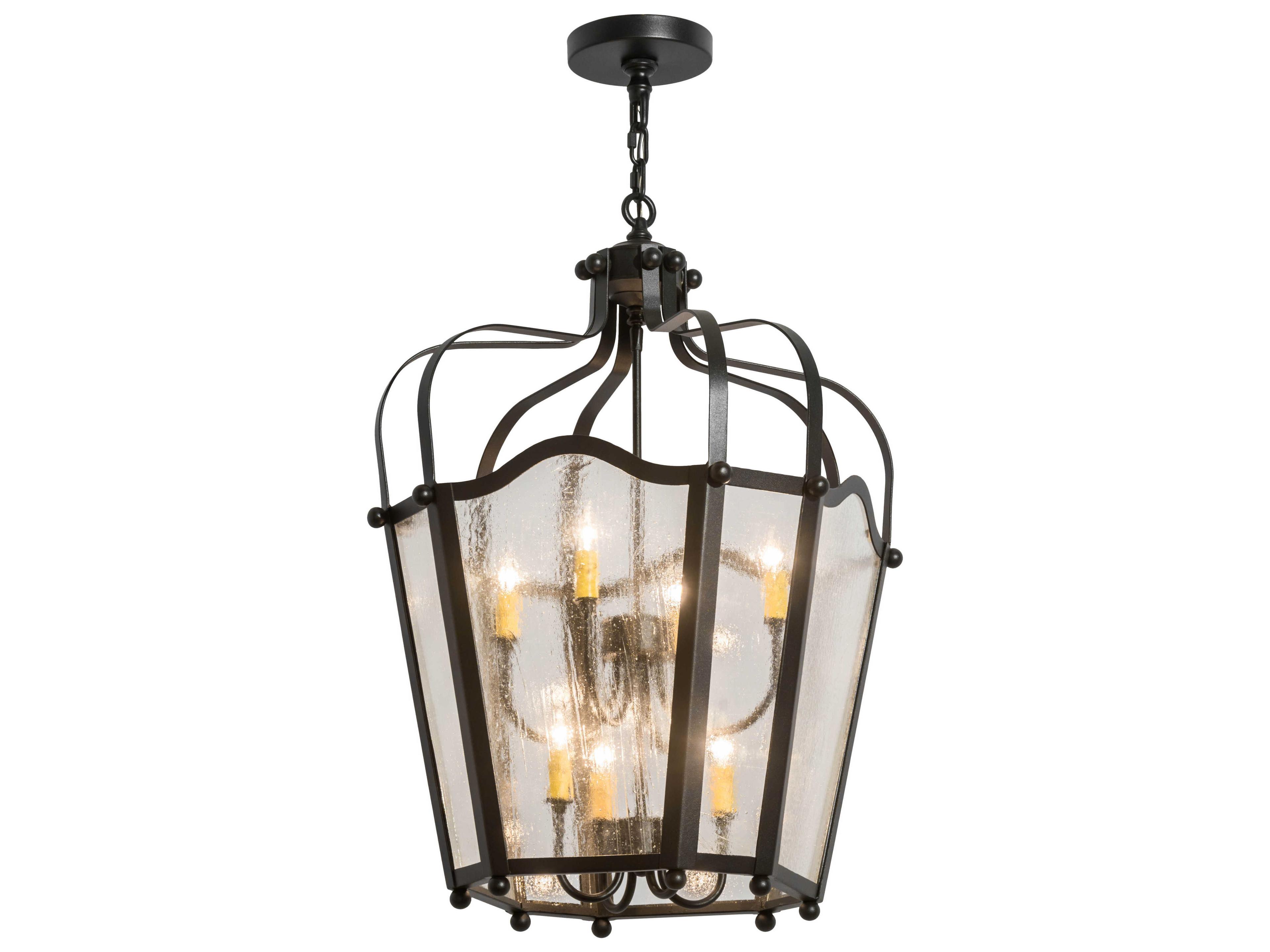 Citadel 8-Light Black Glass Candelabra Tiered Chandelier