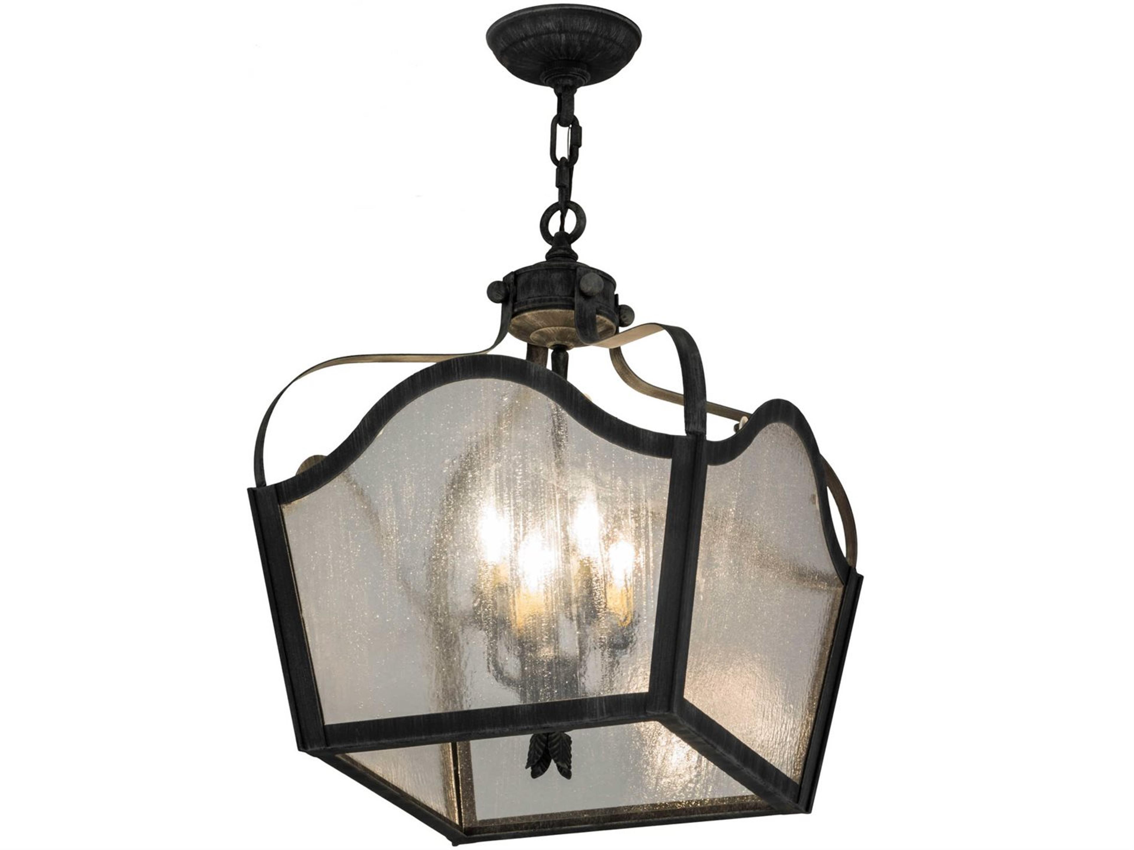 4-Light Black Glass Candelabra Chandelier