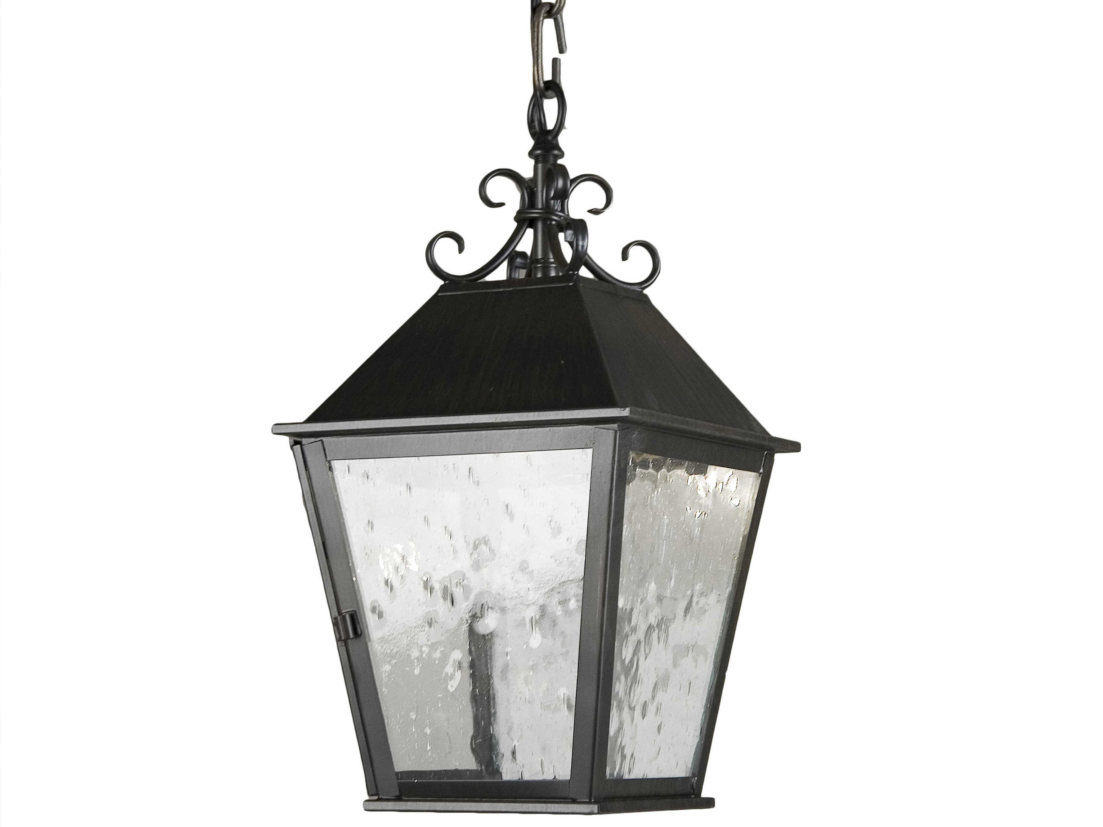 Meyda 1-Light Black Clear Seedy Glass Lantern Mini Pendant