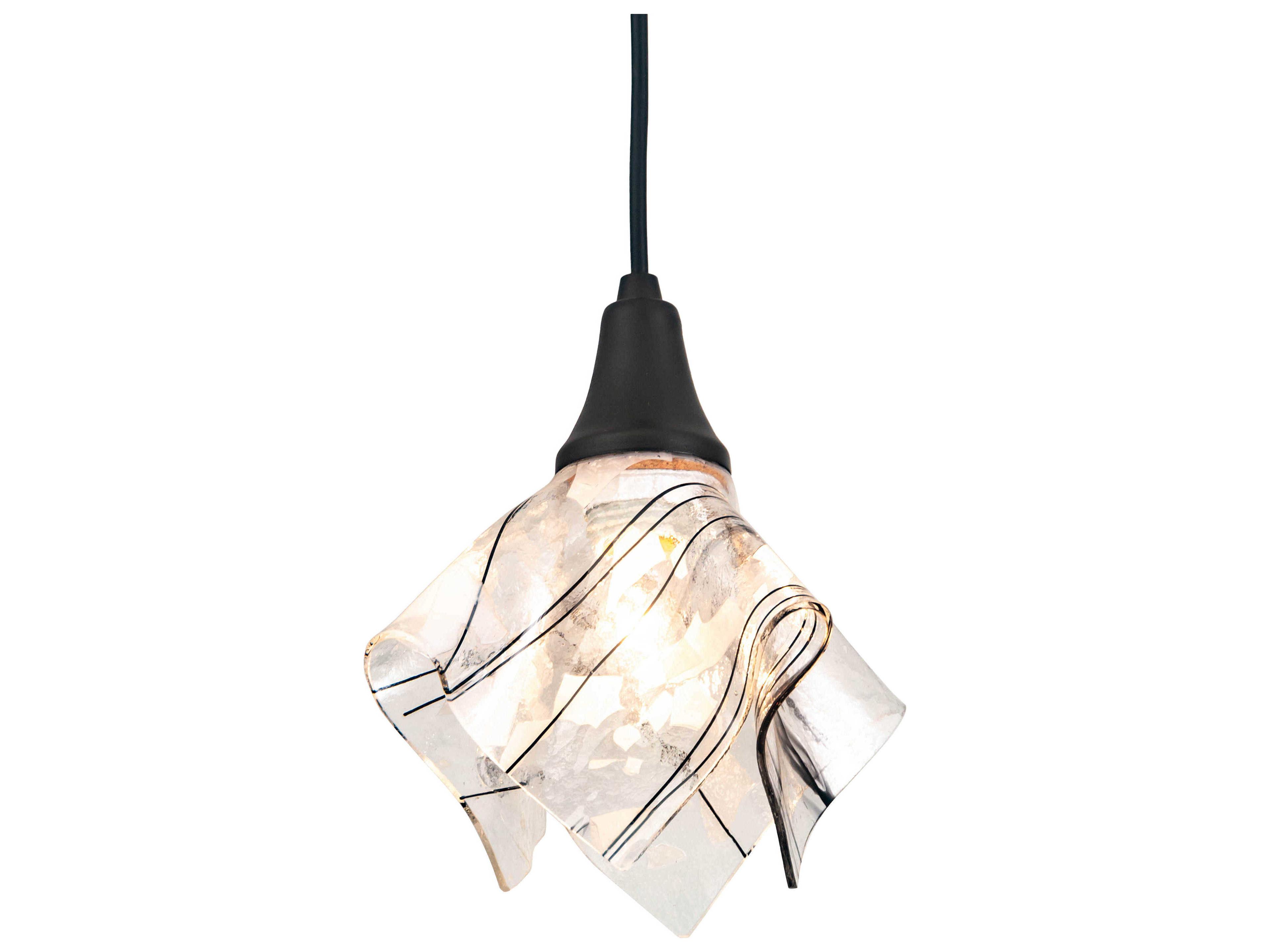Handkerchief 1-Light Black Glass Mini Pendant