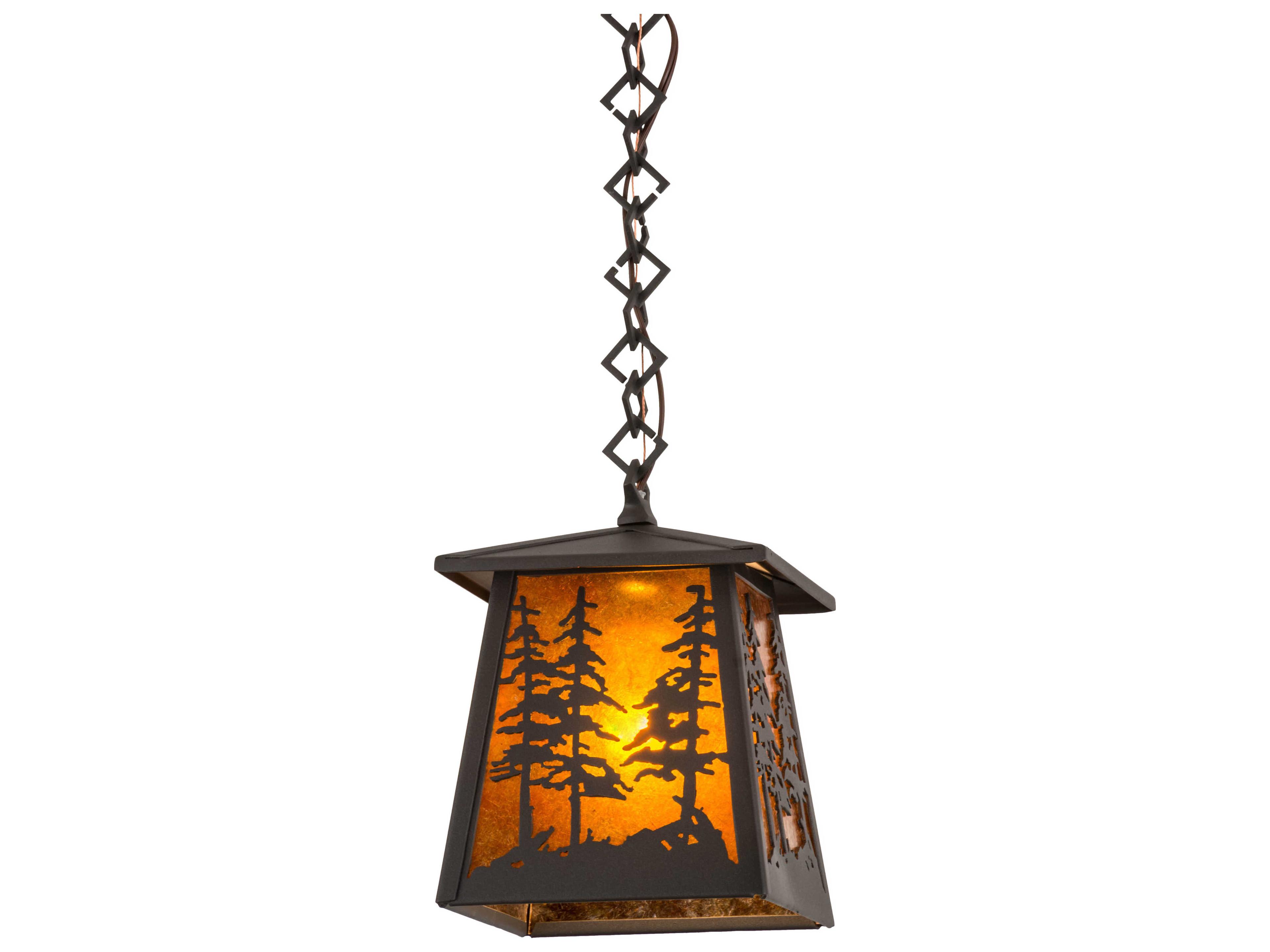 Tall Pines 1-Light Black Glass Lantern Mini Pendant