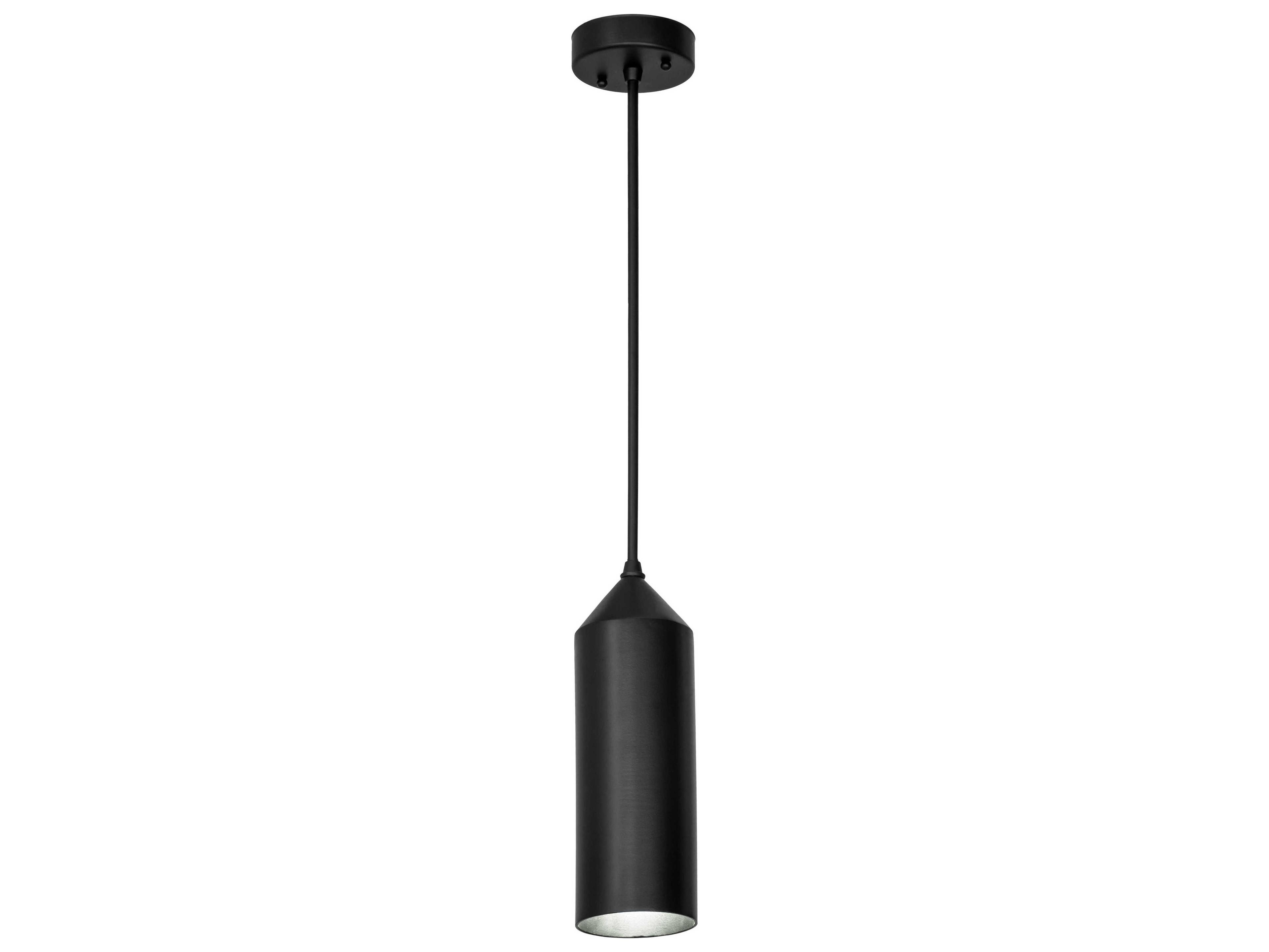 1-Light Black Glass Cylinder Mini Pendant